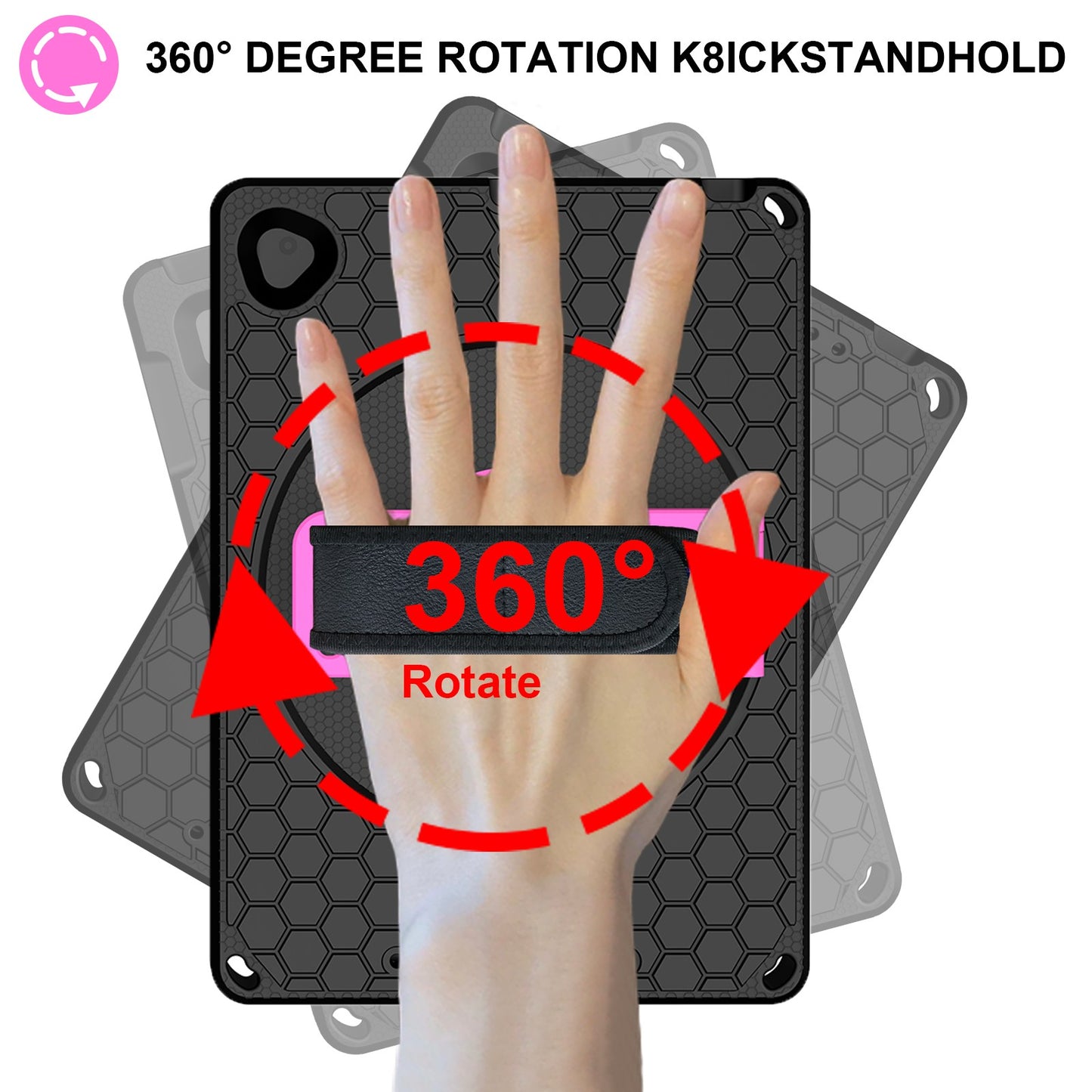 For iPad 10.2 (2021) / (2020) / (2019) Rotary Kickstand Hand Strap EVA+PC Case Anti-drop Tablet Cover with Shoulder Strap