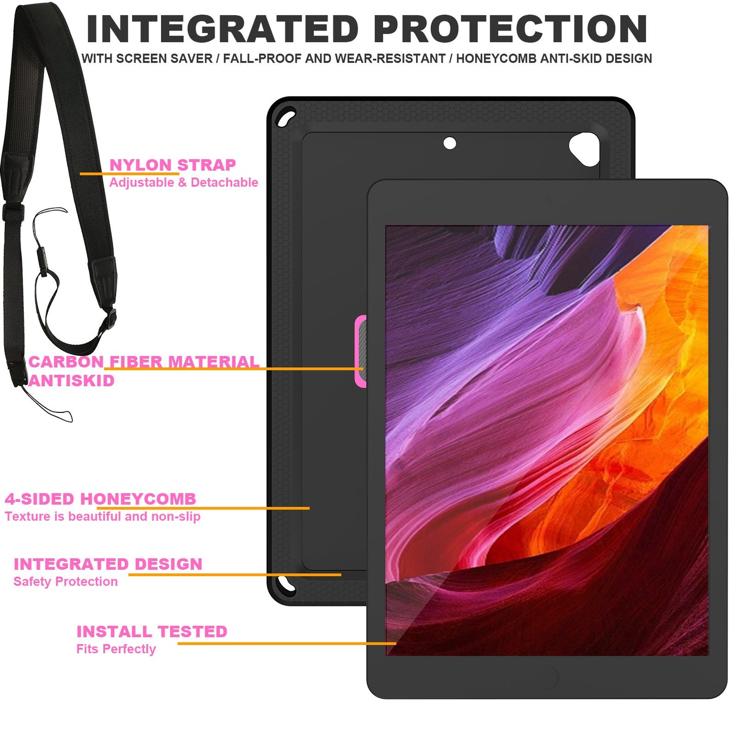 For iPad 10.2 (2021) / (2020) / (2019) Rotary Kickstand Hand Strap EVA+PC Case Anti-drop Tablet Cover with Shoulder Strap