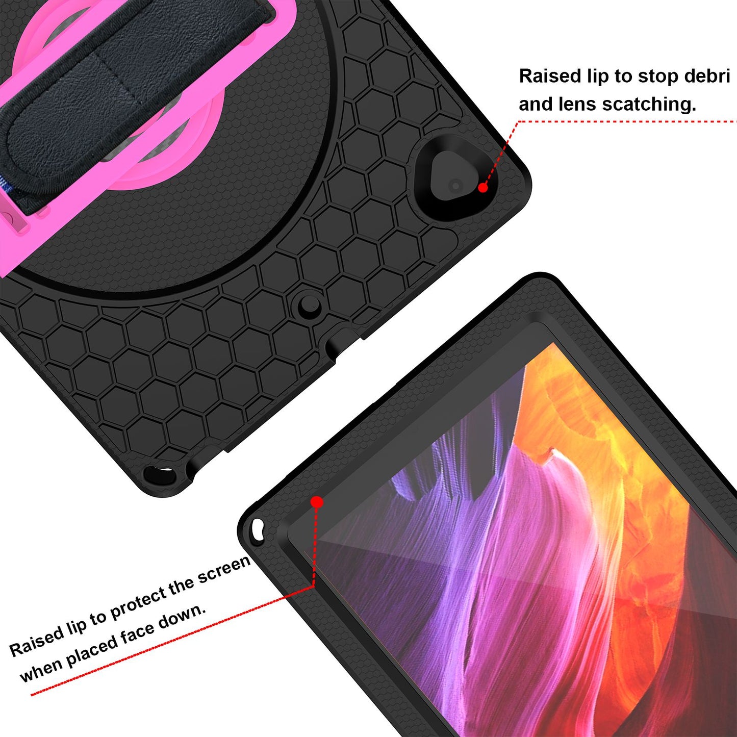 For iPad 10.2 (2021) / (2020) / (2019) Rotary Kickstand Hand Strap EVA+PC Case Anti-drop Tablet Cover with Shoulder Strap