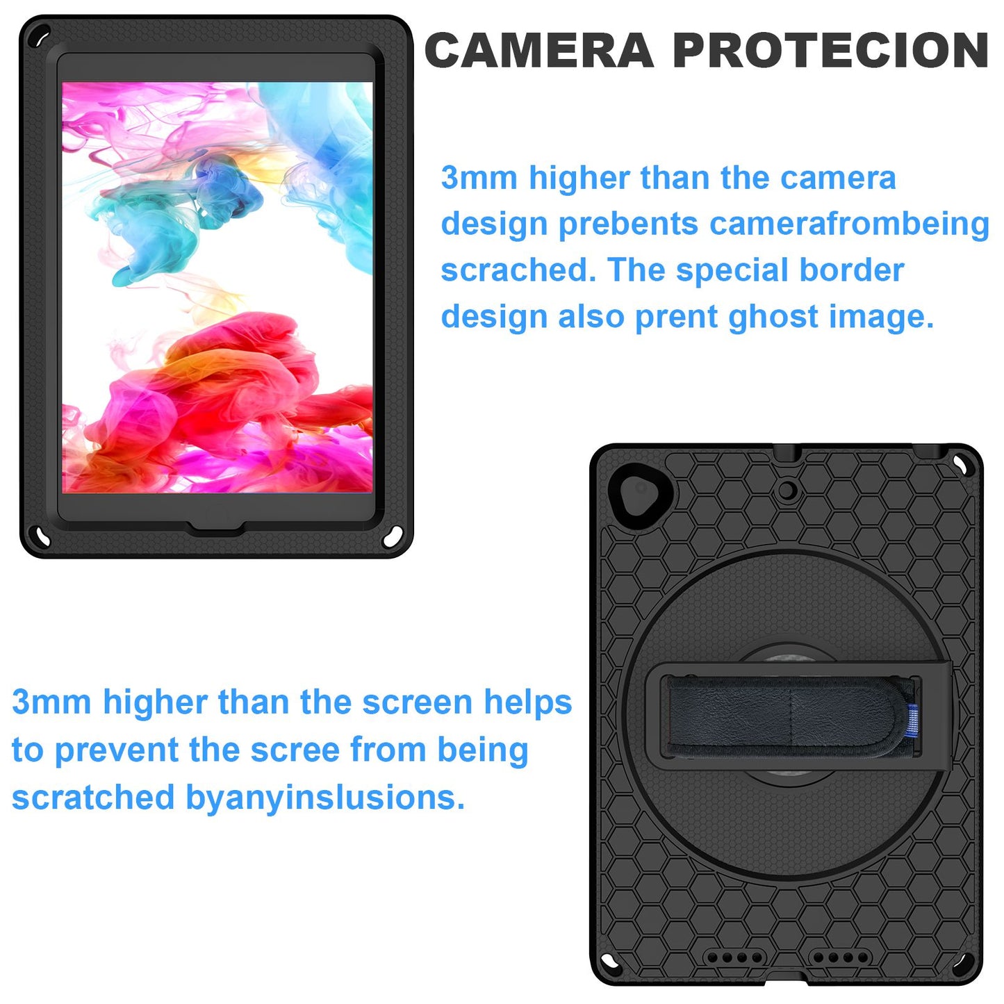 For iPad 10.2 (2021) / (2020) / (2019) Rotary Kickstand Hand Strap EVA+PC Case Anti-drop Tablet Cover with Shoulder Strap