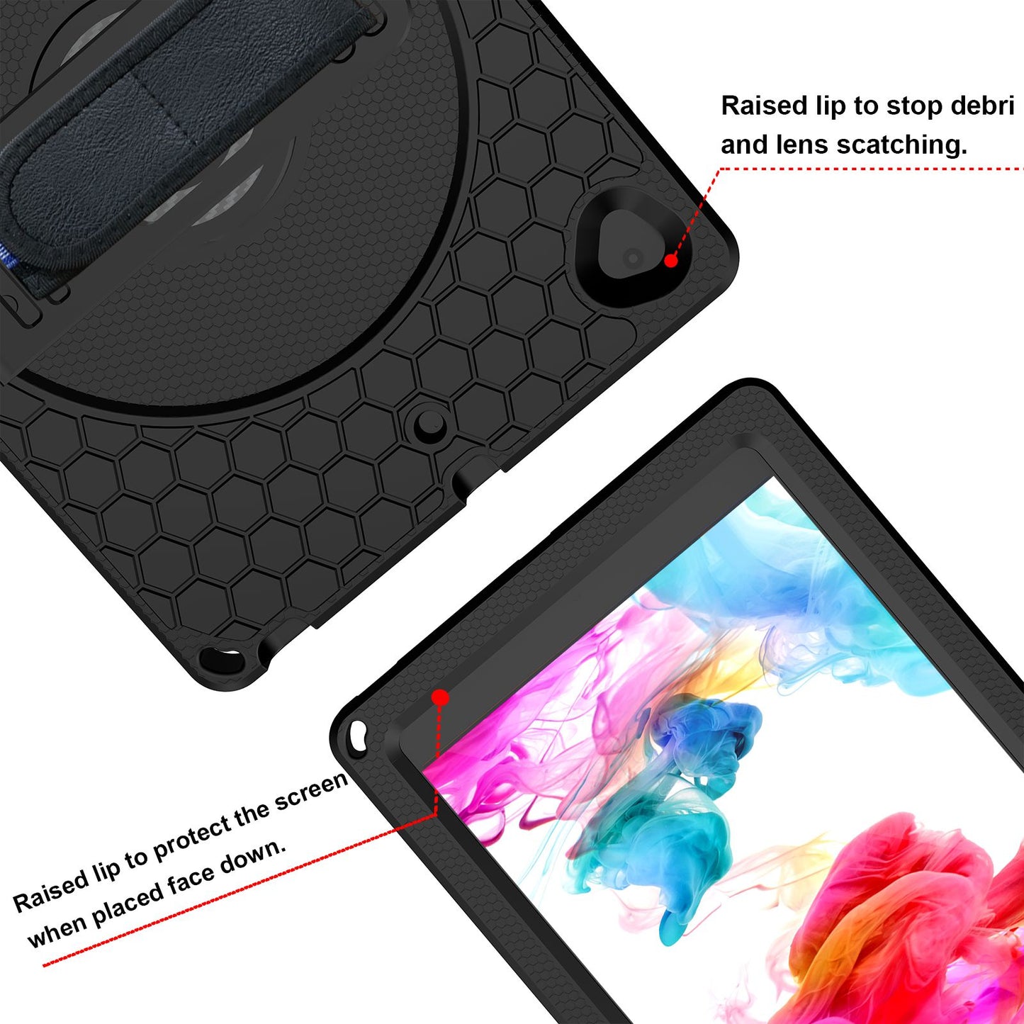 For iPad 10.2 (2021) / (2020) / (2019) Rotary Kickstand Hand Strap EVA+PC Case Anti-drop Tablet Cover with Shoulder Strap