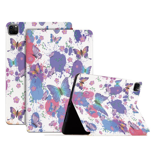 For iPad Pro 11-inch (2018) / (2020) / (2021) Protective Case Folio Flip Cover Butterfly Printed Shockproof Tablet Case with Stand