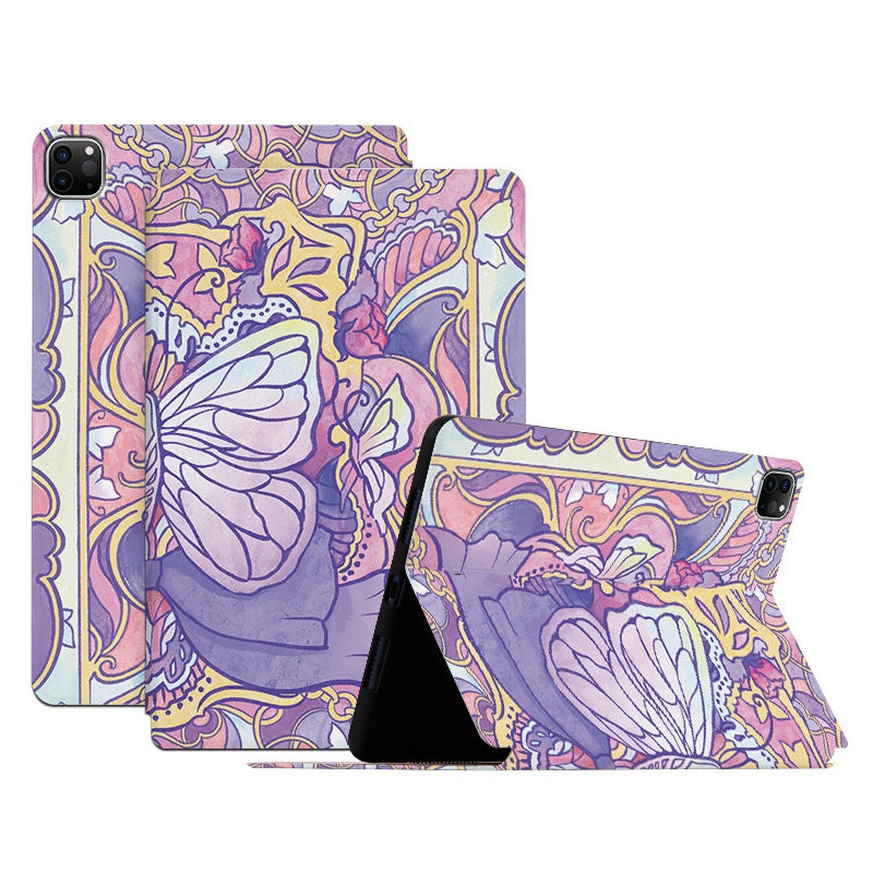 For iPad Pro 11-inch (2018) / (2020) / (2021) Protective Case Folio Flip Cover Butterfly Printed Shockproof Tablet Case with Stand