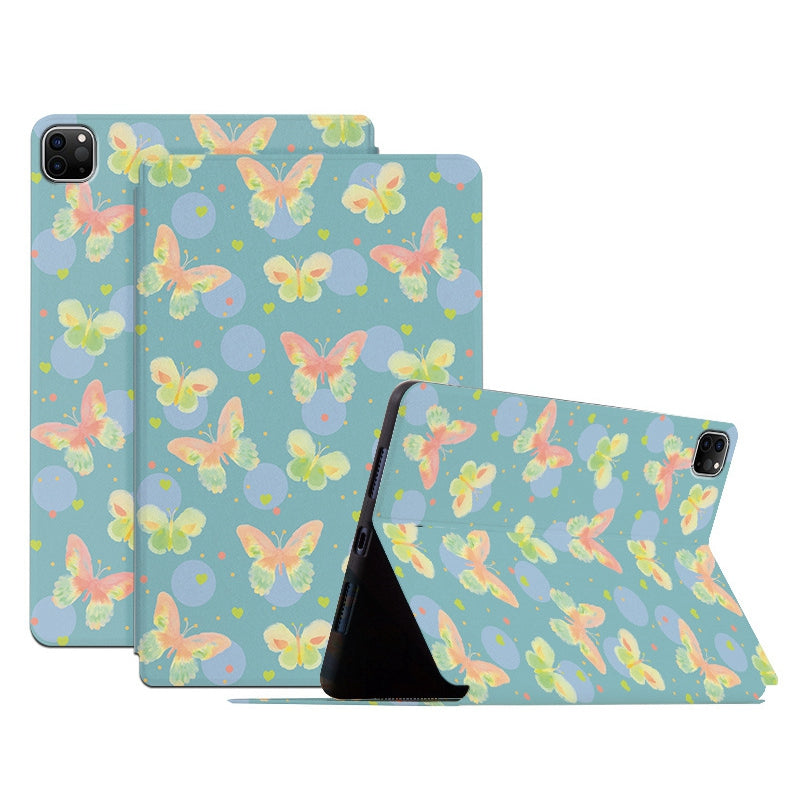 For iPad Pro 11-inch (2018) / (2020) / (2021) Protective Case Folio Flip Cover Butterfly Printed Shockproof Tablet Case with Stand