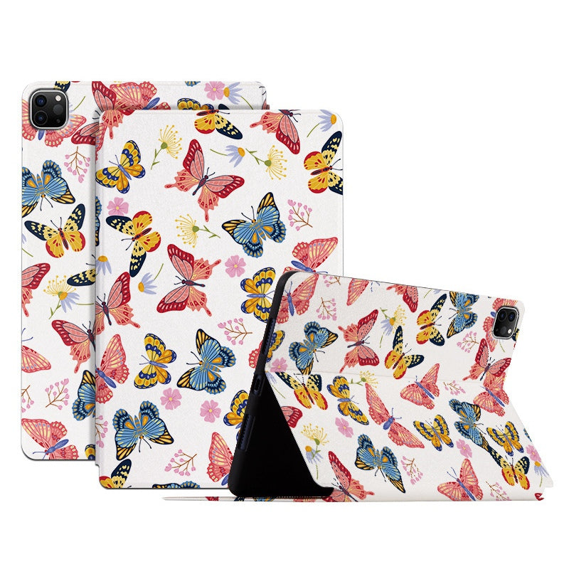 For iPad Pro 11-inch (2018) / (2020) / (2021) Protective Case Folio Flip Cover Butterfly Printed Shockproof Tablet Case with Stand