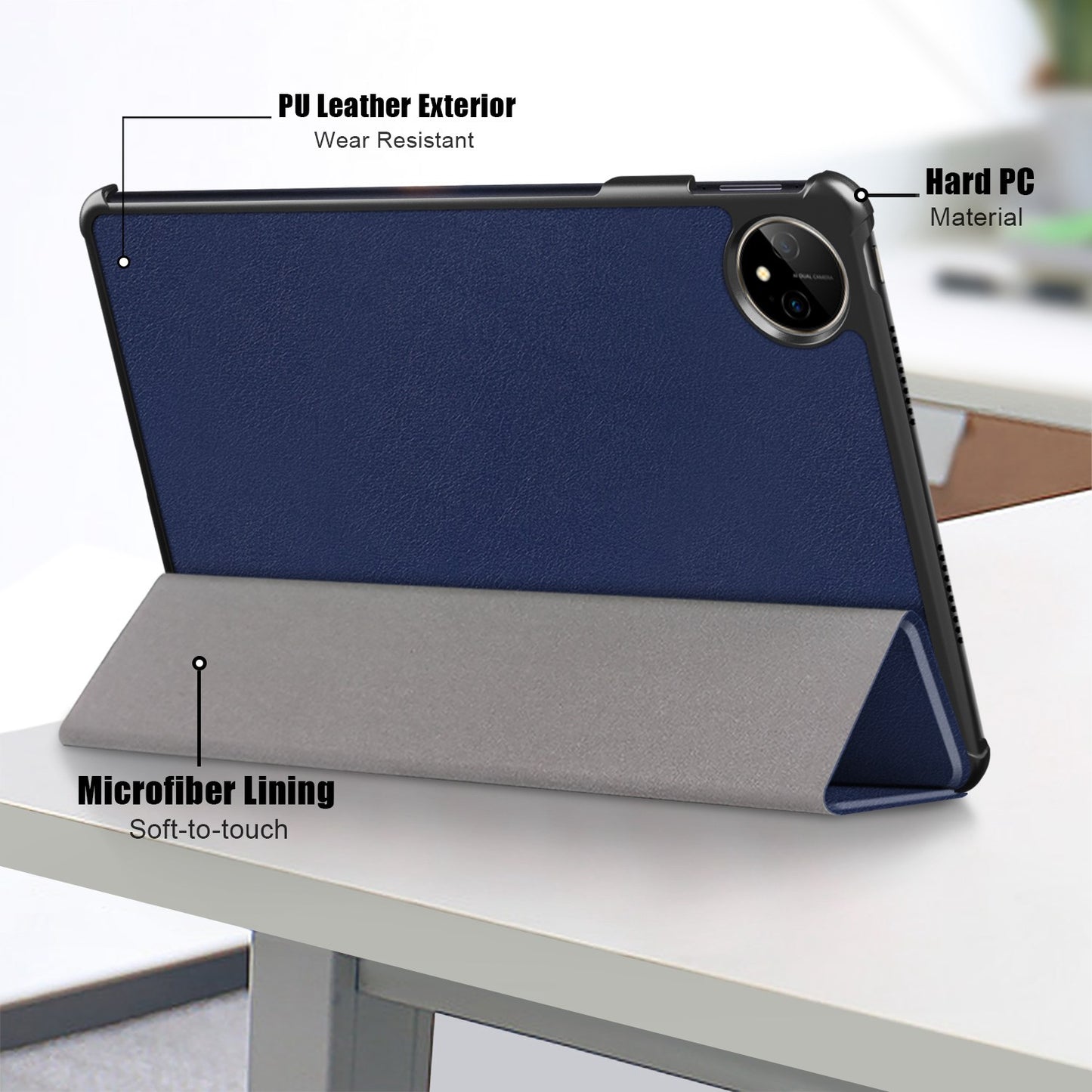 For Huawei MatePad Pro 11 (2022) Protective Case PU Leather Solid Color Folio Flip Cover Tri-fold Stand Tablet Protector with Auto Wake / Sleep