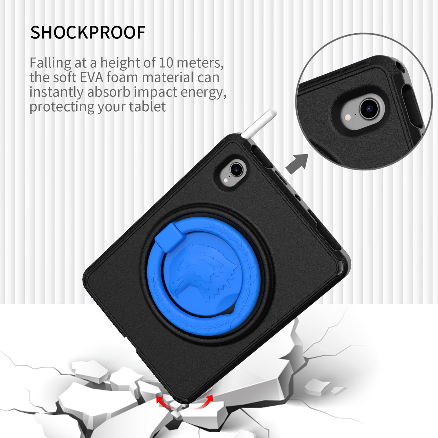 For iPad mini (2021) Portable EVA Case with Shoulder Strap / Waterproof Screen Protector Shockproof Tablet Kickstand Case