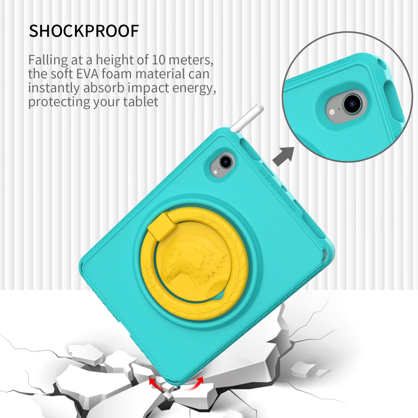 For iPad mini (2021) Portable EVA Case with Shoulder Strap / Waterproof Screen Protector Shockproof Tablet Kickstand Case