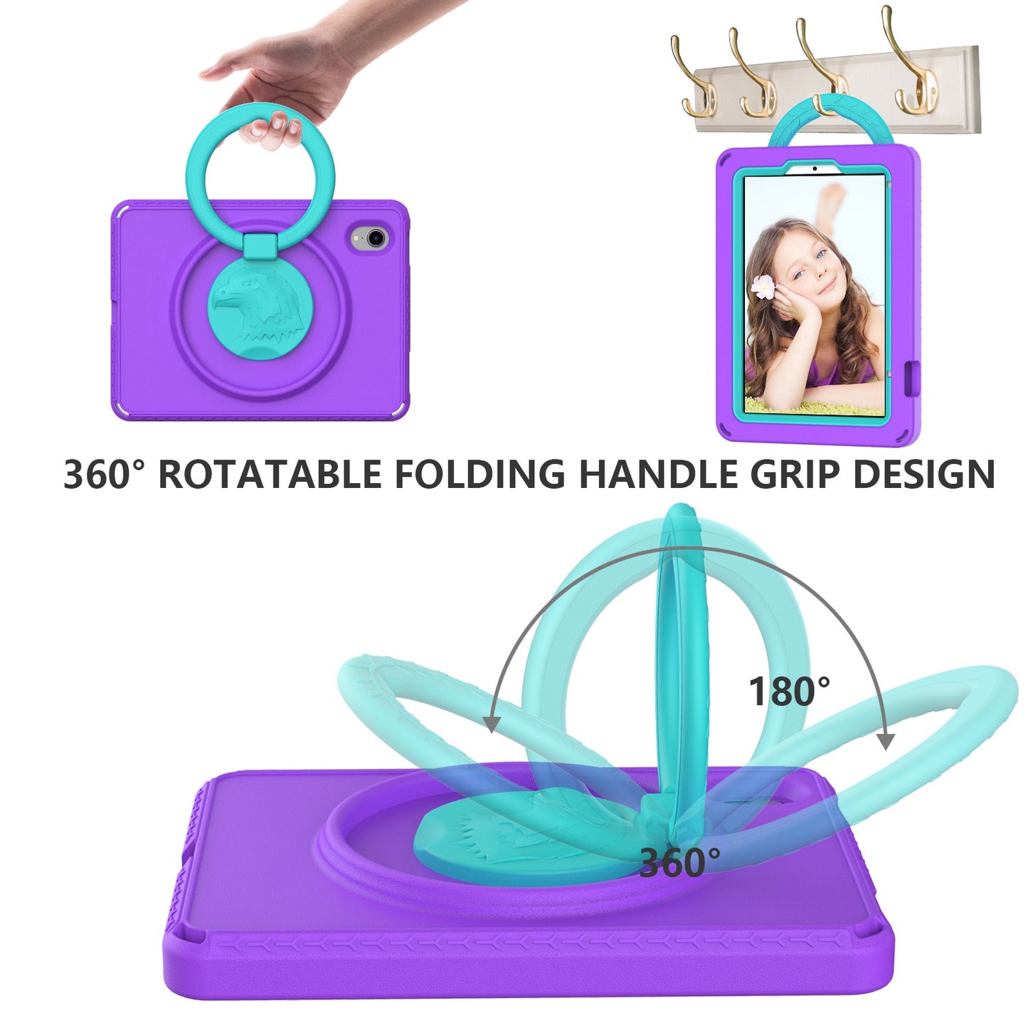 For iPad mini (2021) Portable EVA Case with Shoulder Strap / Waterproof Screen Protector Shockproof Tablet Kickstand Case