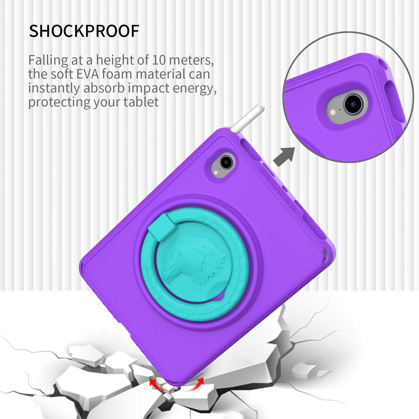 For iPad mini (2021) Portable EVA Case with Shoulder Strap / Waterproof Screen Protector Shockproof Tablet Kickstand Case