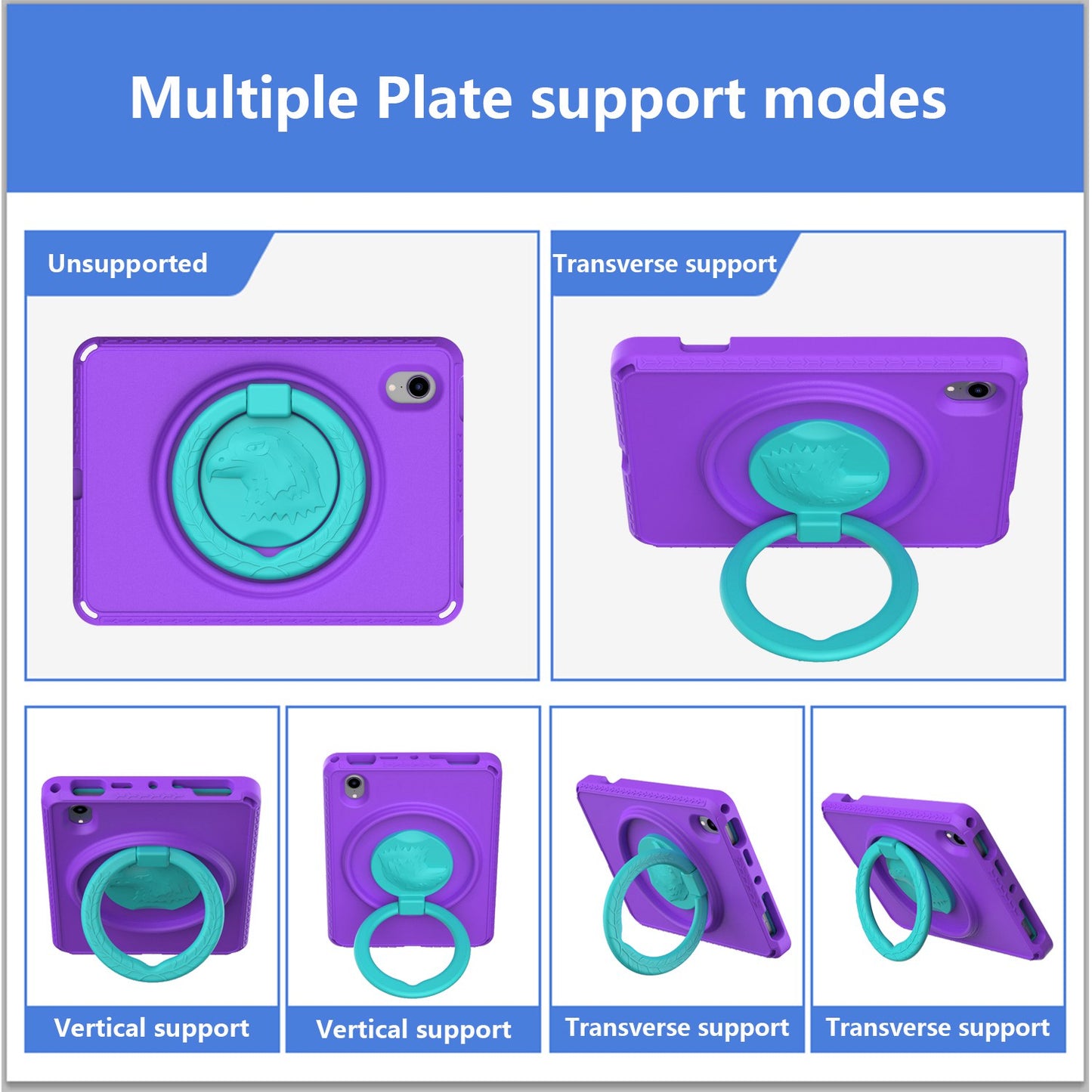 For iPad mini (2021) Portable EVA Case with Shoulder Strap / Waterproof Screen Protector Shockproof Tablet Kickstand Case