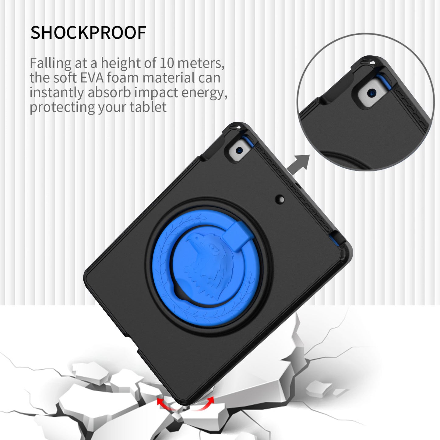 For iPad 10.2 (2019) / (2021) / (2020) / Air 10.5 inch (2019) Anti-scratch EVA Case with Shoulder Strap / Waterproof Screen Protector Shockproof Cover Portable Tablet Case