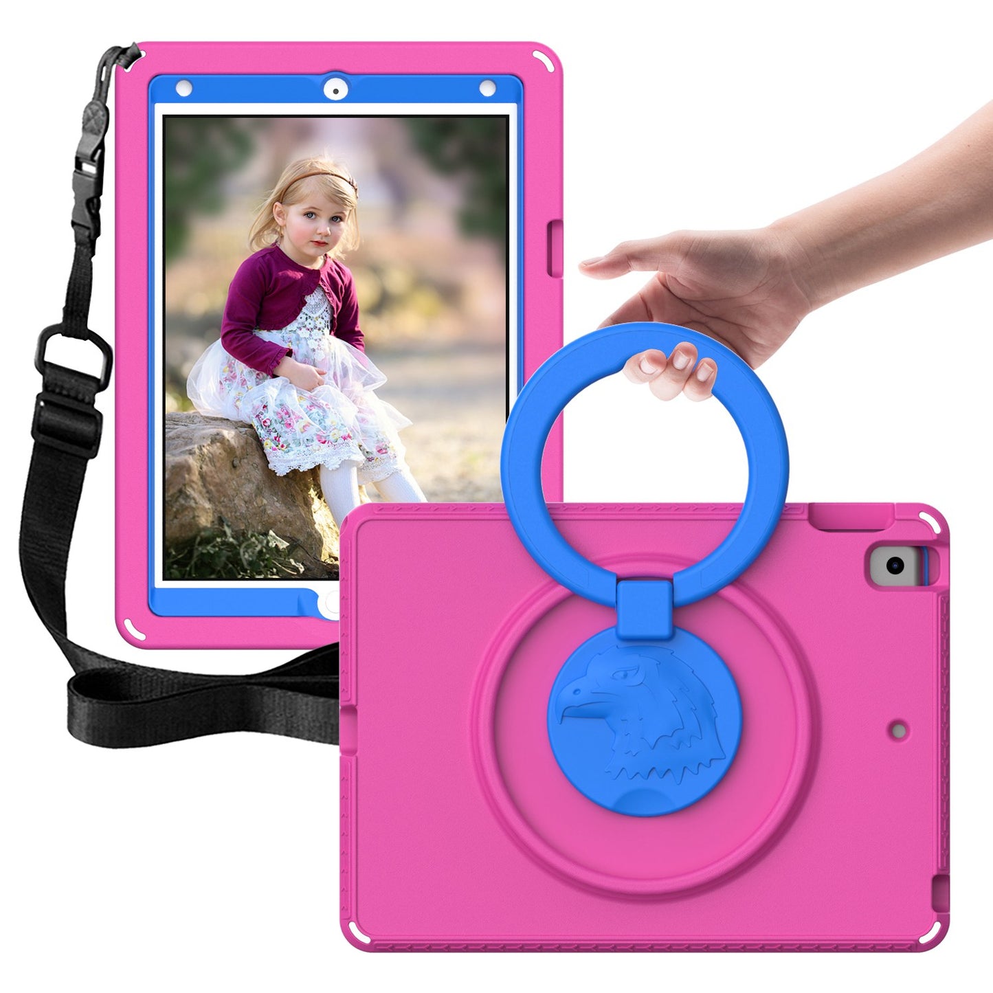 For iPad 10.2 (2019) / (2021) / (2020) / Air 10.5 inch (2019) Anti-scratch EVA Case with Shoulder Strap / Waterproof Screen Protector Shockproof Cover Portable Tablet Case