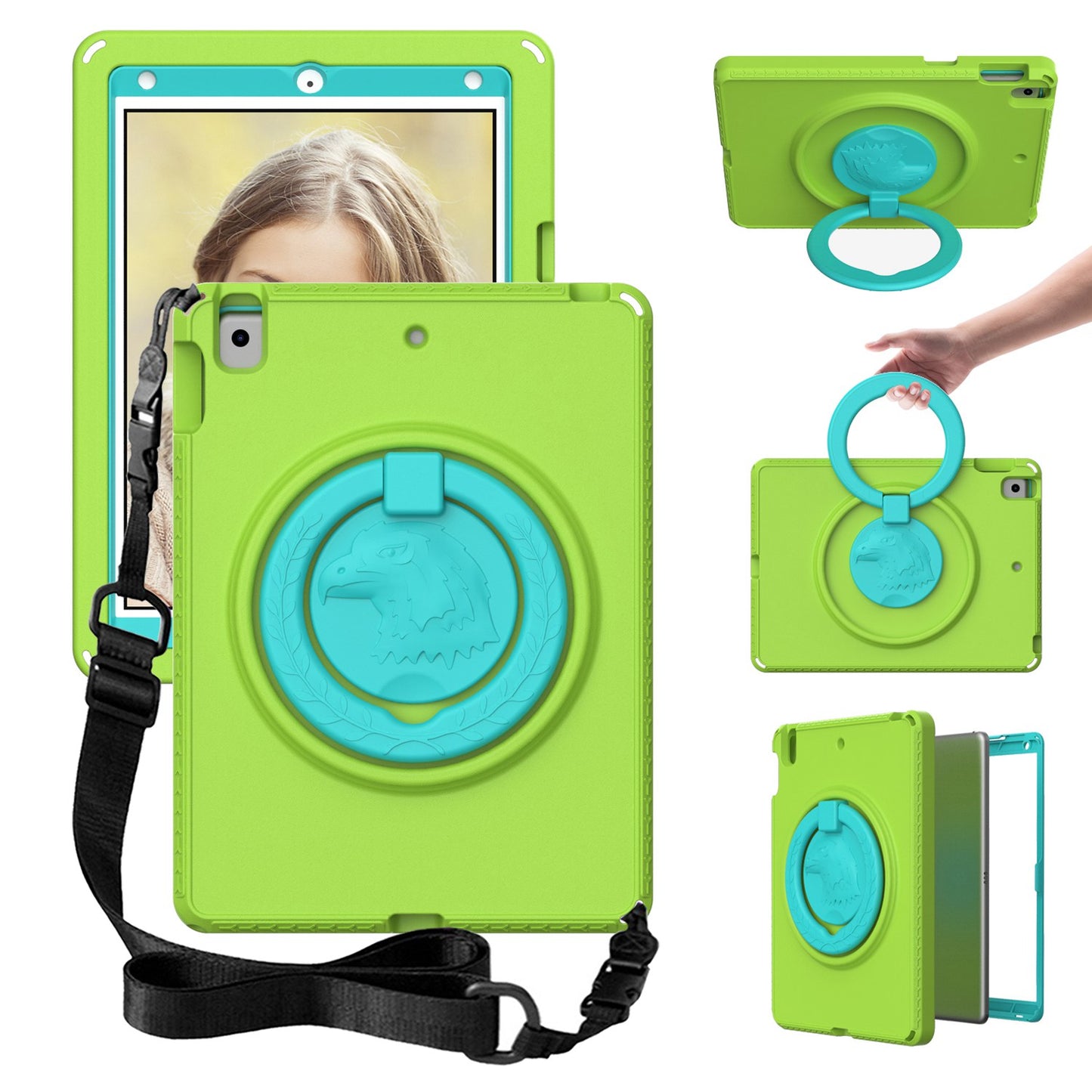 For iPad 10.2 (2019) / (2021) / (2020) / Air 10.5 inch (2019) Anti-scratch EVA Case with Shoulder Strap / Waterproof Screen Protector Shockproof Cover Portable Tablet Case