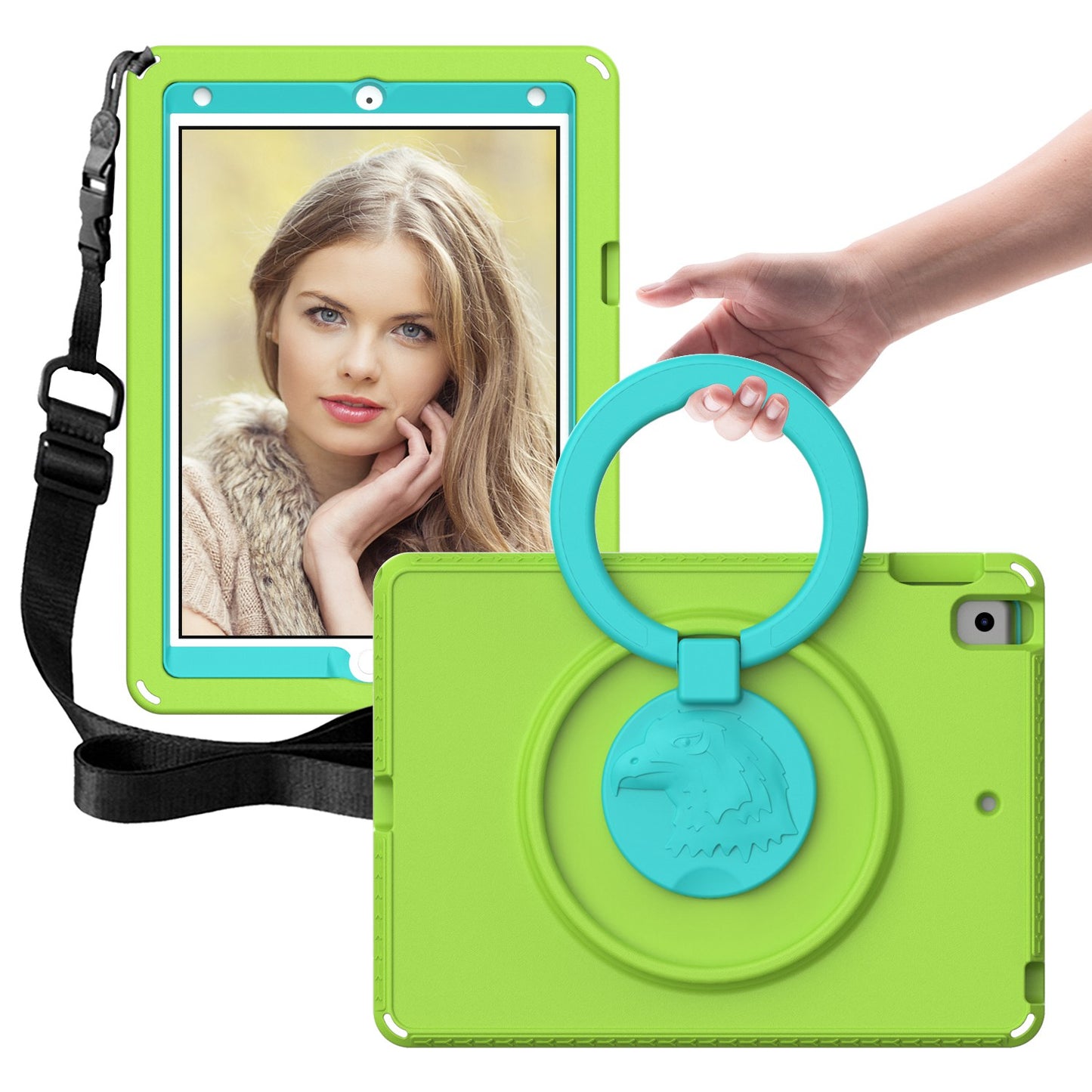 For iPad 10.2 (2019) / (2021) / (2020) / Air 10.5 inch (2019) Anti-scratch EVA Case with Shoulder Strap / Waterproof Screen Protector Shockproof Cover Portable Tablet Case