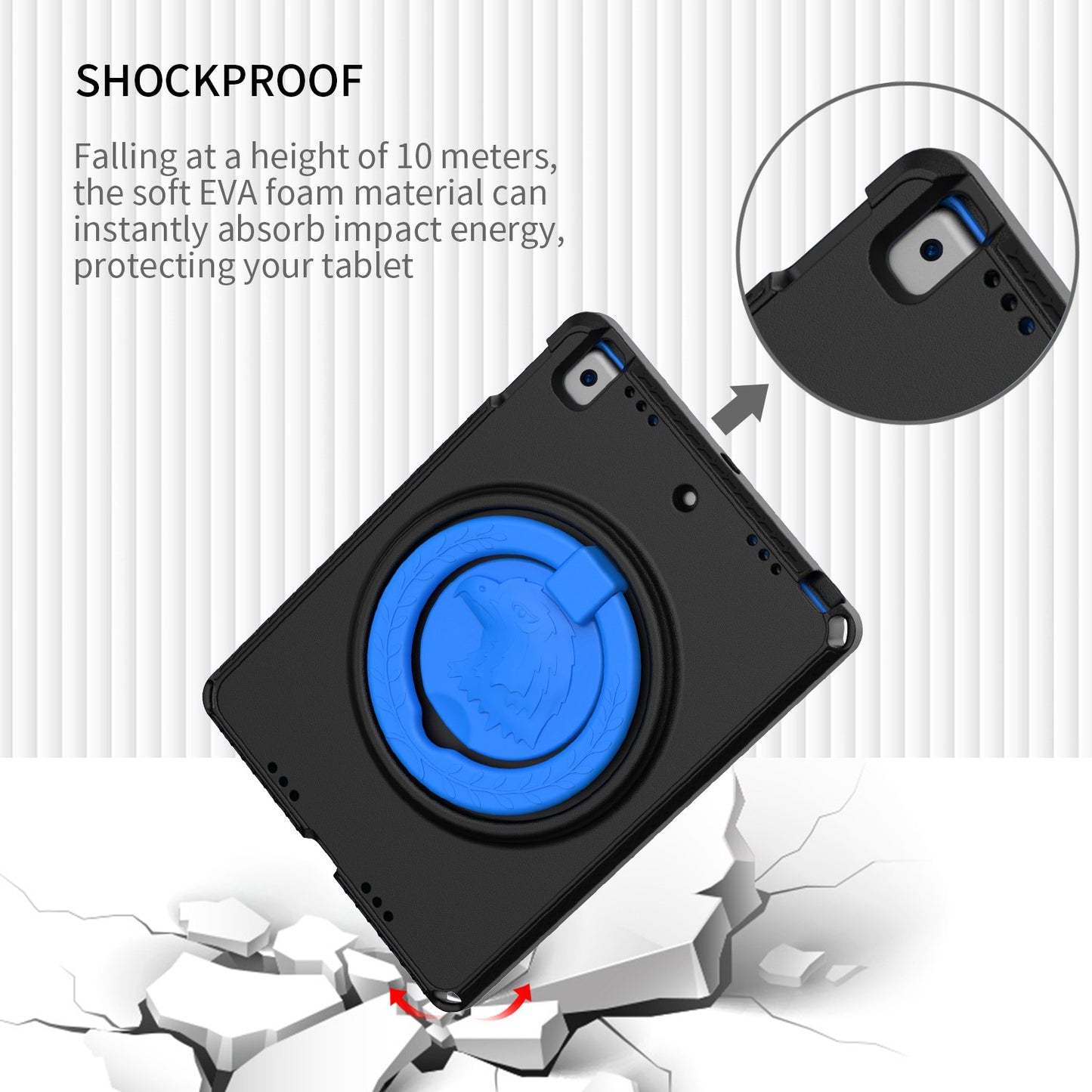 For iPad Air (2013) / Air 2 / 9.7-inch (2017) / (2018) EVA Shockproof Case with Shoulder Strap / Waterproof Screen Protector Anti-Scratch Cover Portable Tablet Case