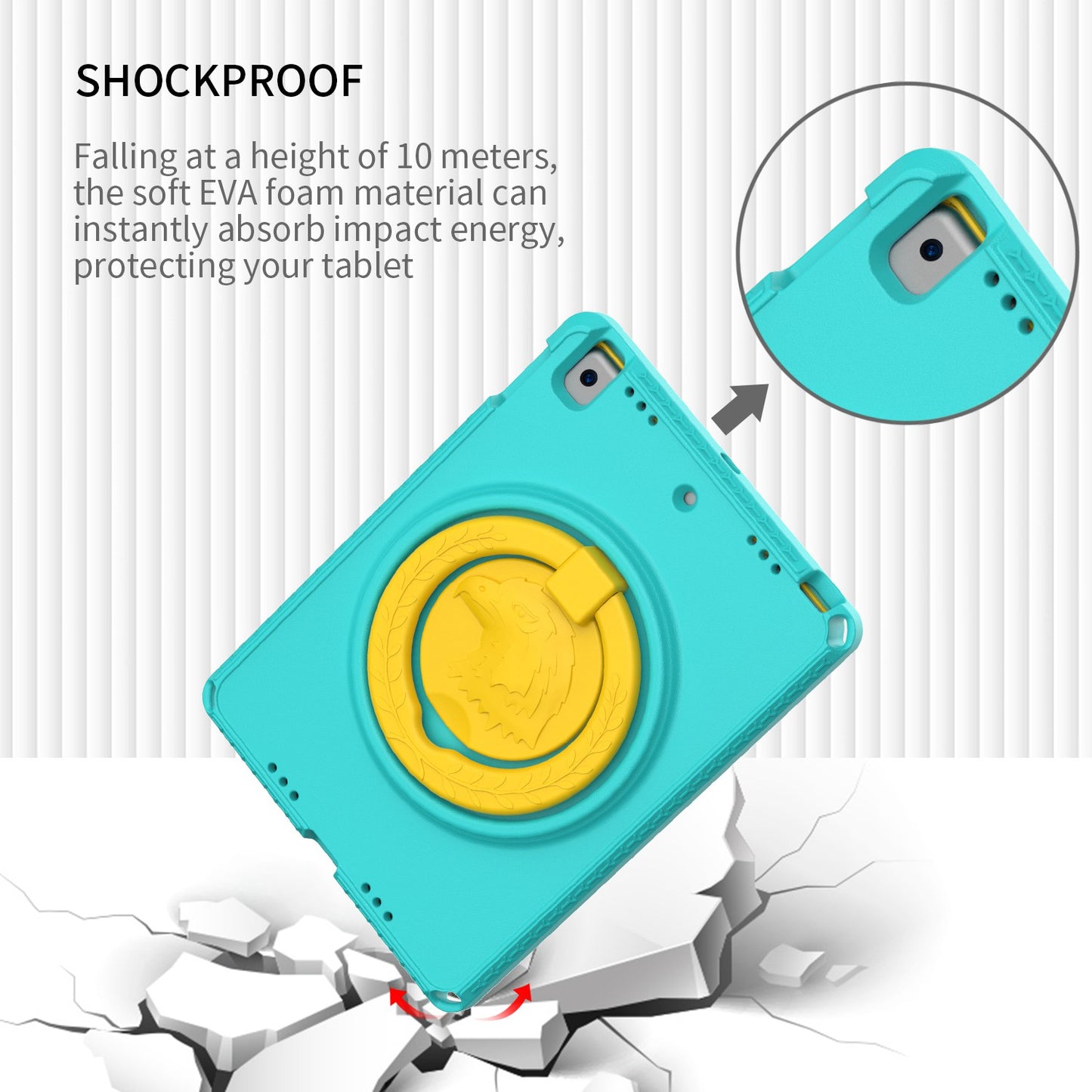 For iPad Air (2013) / Air 2 / 9.7-inch (2017) / (2018) EVA Shockproof Case with Shoulder Strap / Waterproof Screen Protector Anti-Scratch Cover Portable Tablet Case