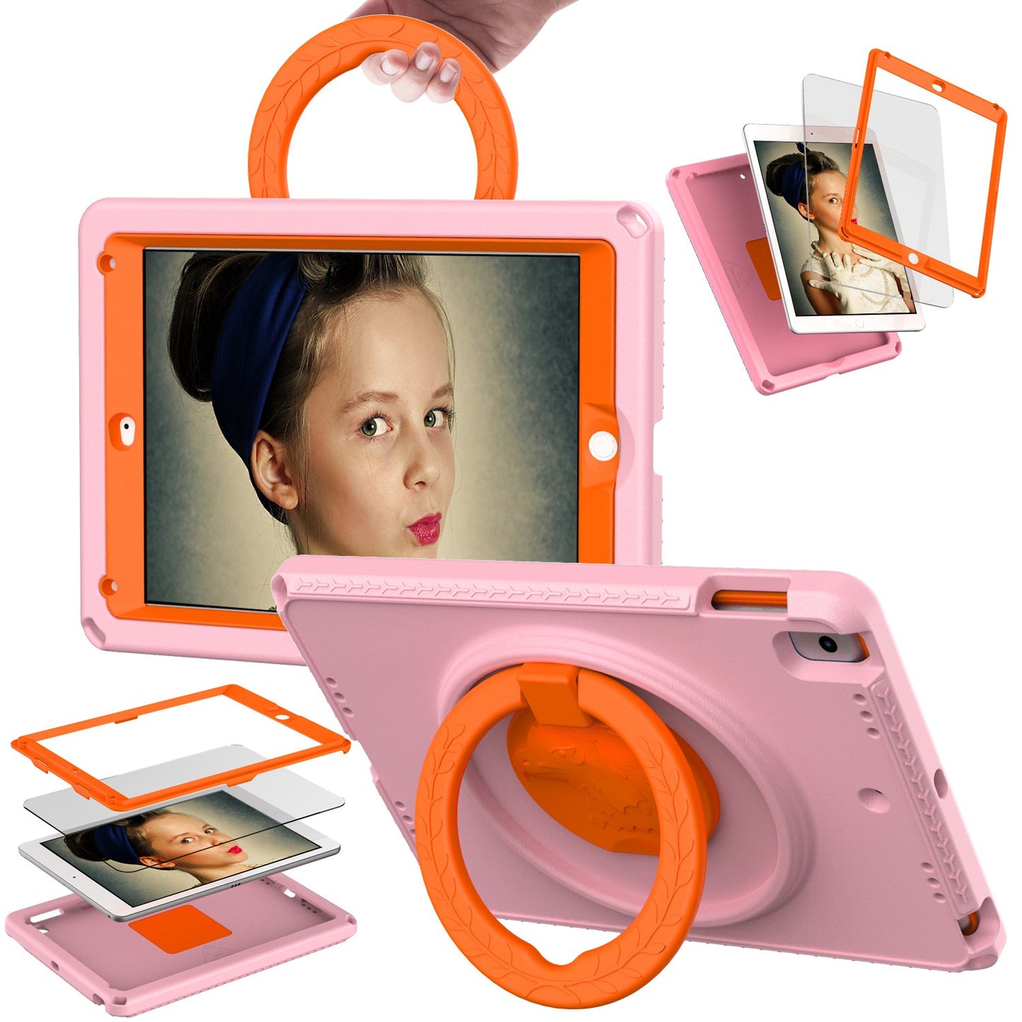 For iPad Air (2013) / Air 2 / 9.7-inch (2017) / (2018) EVA Shockproof Case with Shoulder Strap / Waterproof Screen Protector Anti-Scratch Cover Portable Tablet Case