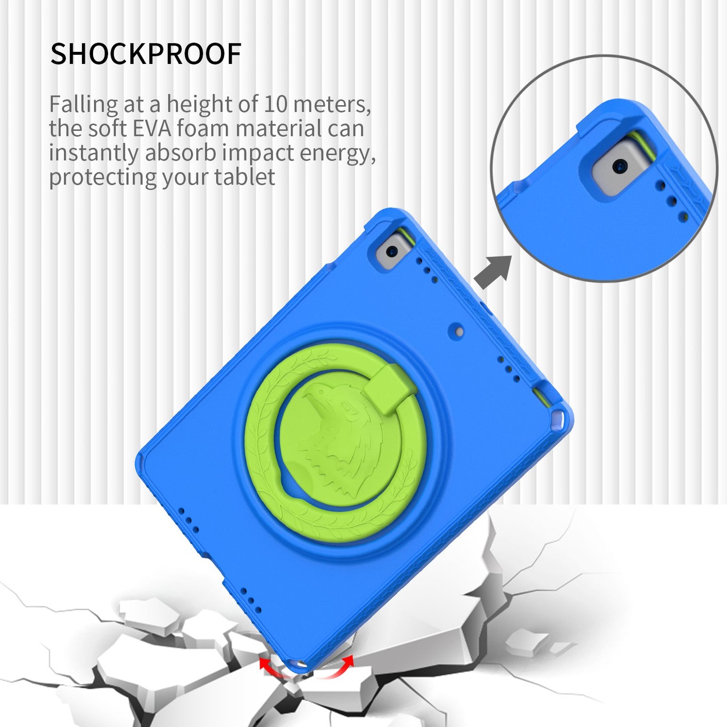 For iPad Air (2013) / Air 2 / 9.7-inch (2017) / (2018) EVA Shockproof Case with Shoulder Strap / Waterproof Screen Protector Anti-Scratch Cover Portable Tablet Case