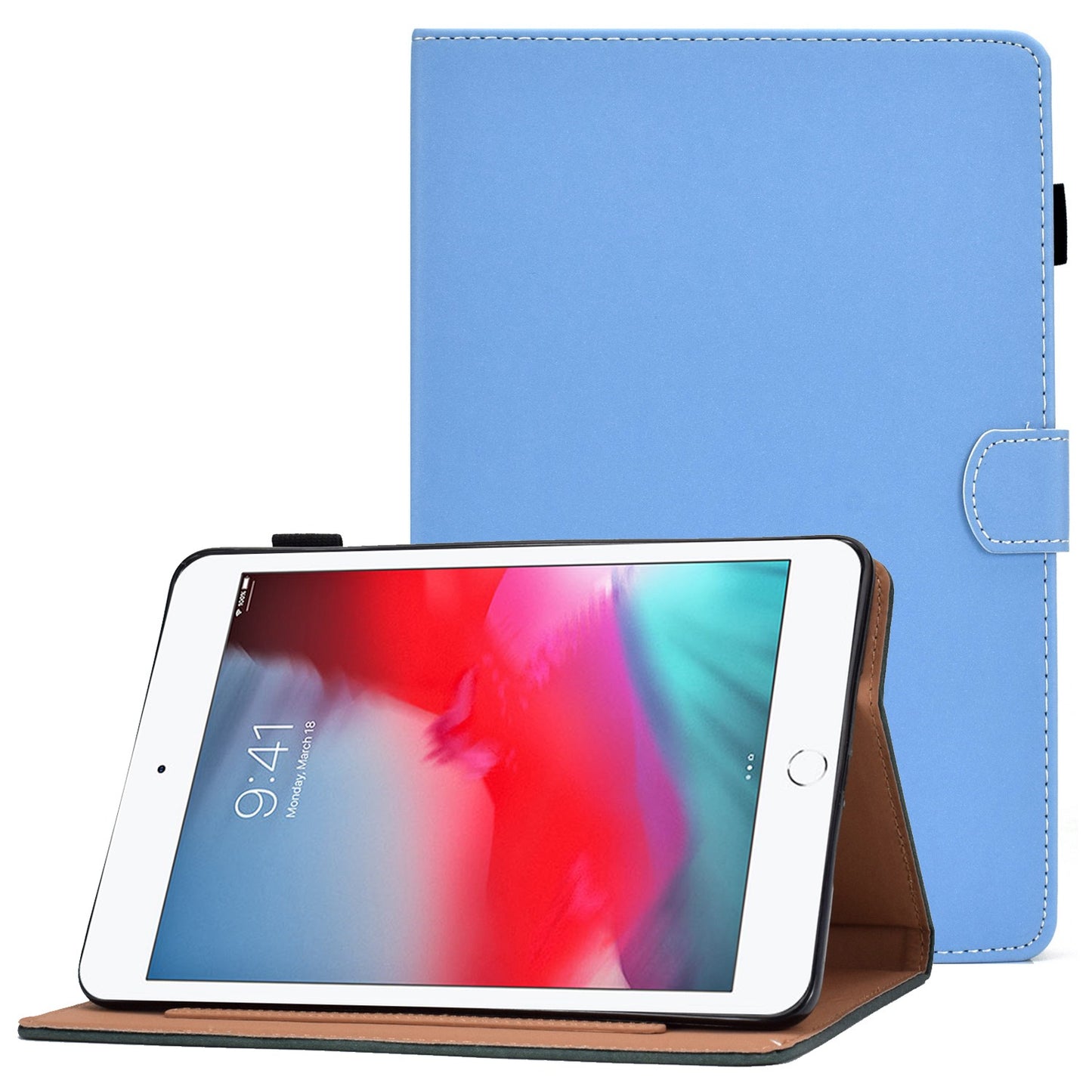 For iPad mini (2019) 7.9 inch / iPad mini 4 / 3 / 2 / 1 Solid Color Tablet Case PU Leather Card Holder Full Protection Cover with Adjustable Stand