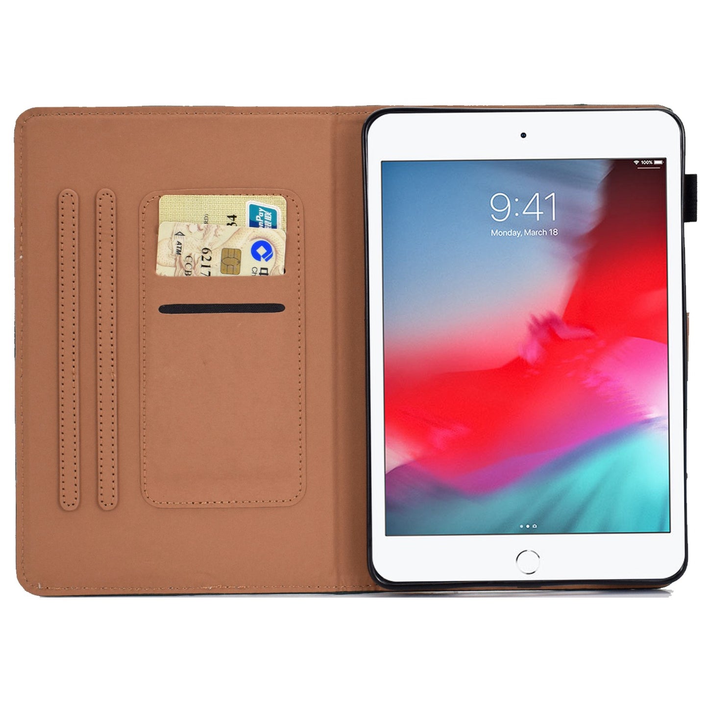 For iPad mini (2019) 7.9 inch / iPad mini 4 / 3 / 2 / 1 Solid Color Tablet Case PU Leather Card Holder Full Protection Cover with Adjustable Stand
