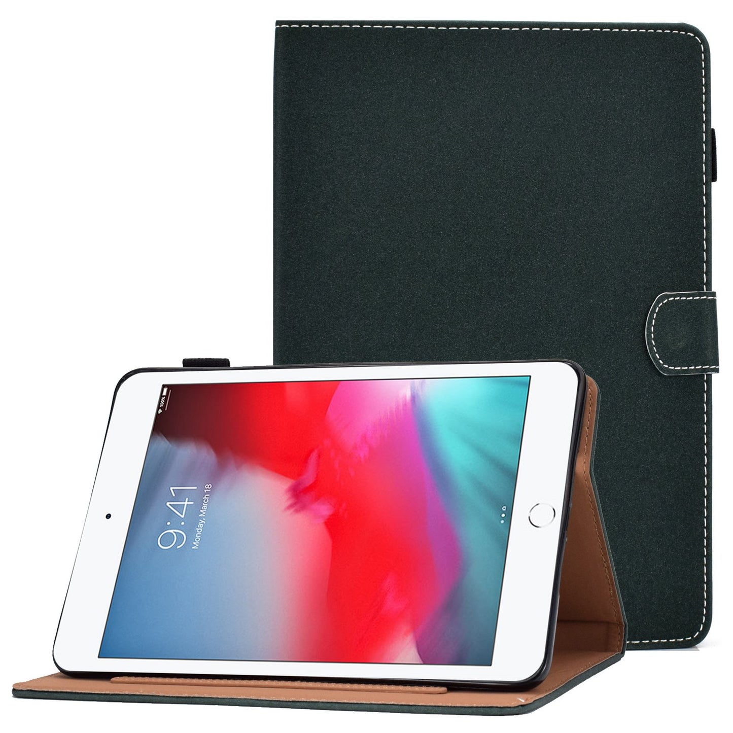 For iPad mini (2019) 7.9 inch / iPad mini 4 / 3 / 2 / 1 Solid Color Tablet Case PU Leather Card Holder Full Protection Cover with Adjustable Stand