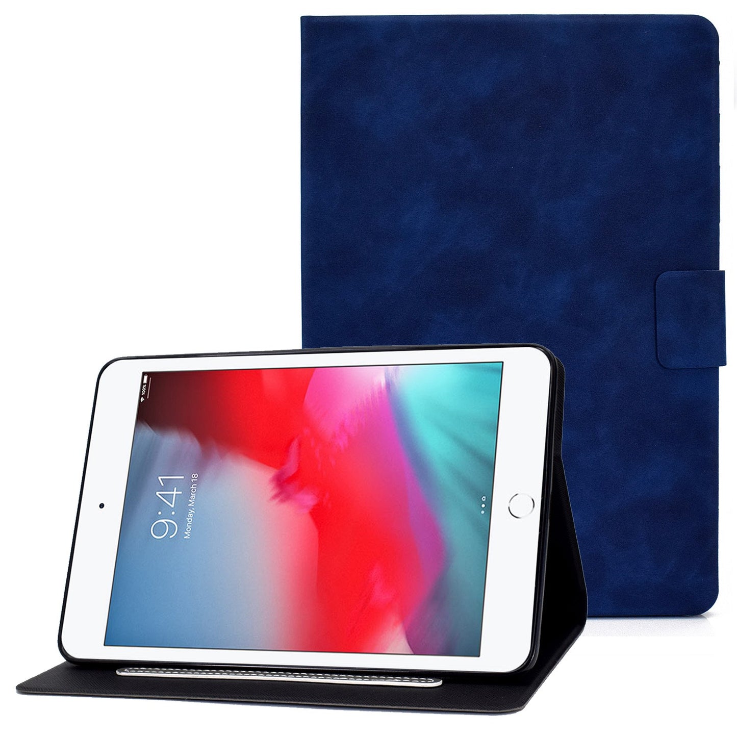 For iPad mini (2019) 7.9 inch / iPad mini 4 / 3 / 2 / 1 Cowhide Texture PU Leather Tablet Stand Case Card Holder Anti-scratch Cover