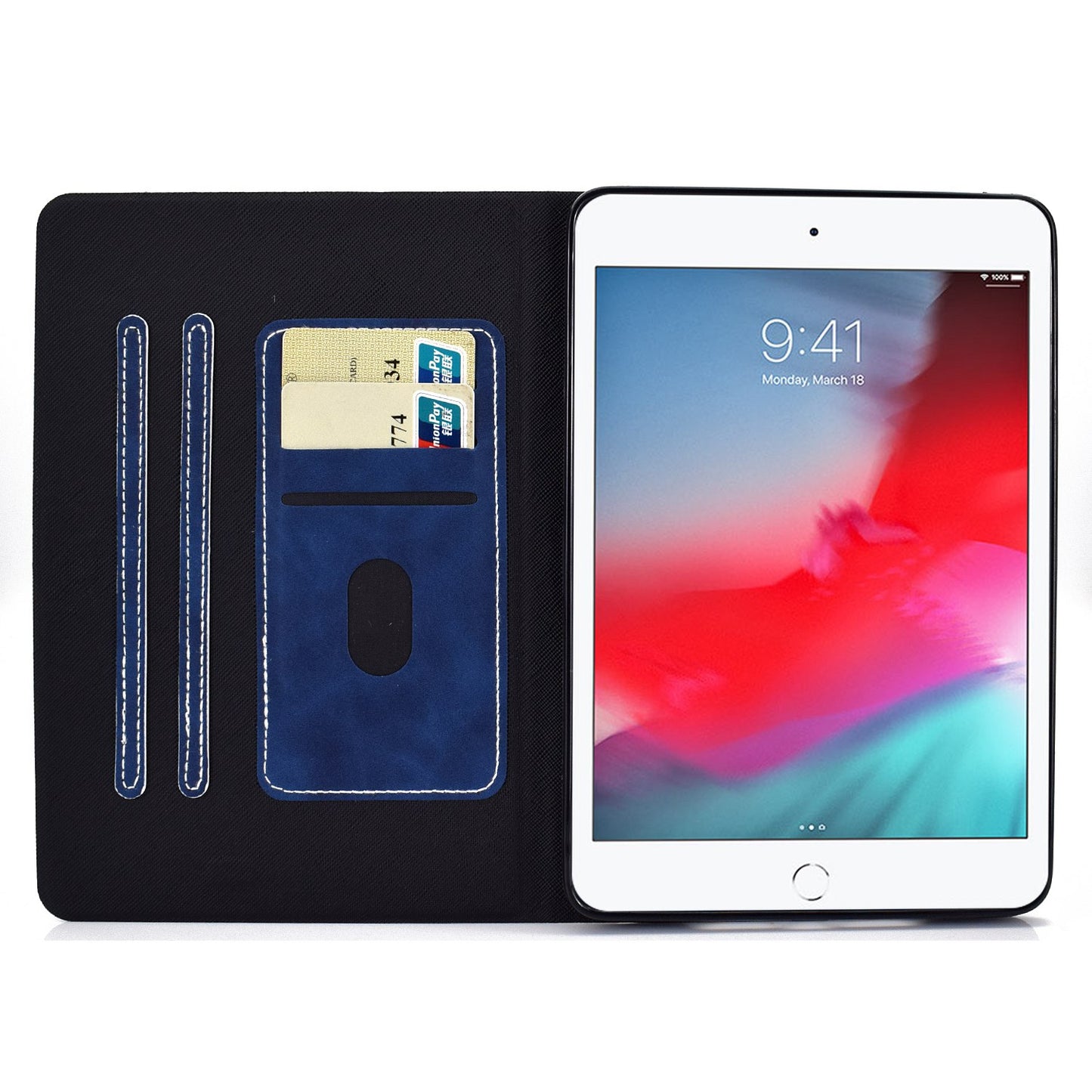 For iPad mini (2019) 7.9 inch / iPad mini 4 / 3 / 2 / 1 Cowhide Texture PU Leather Tablet Stand Case Card Holder Anti-scratch Cover
