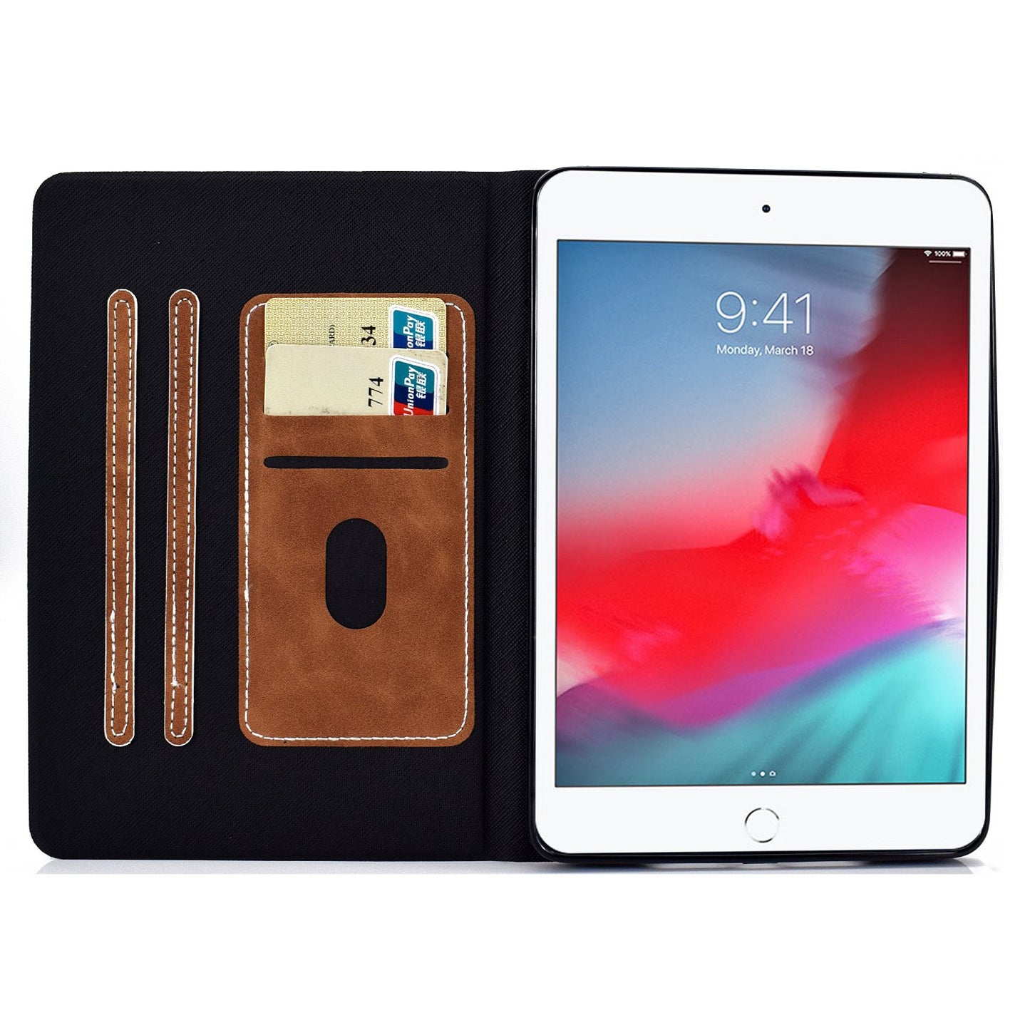 For iPad mini (2019) 7.9 inch / iPad mini 4 / 3 / 2 / 1 Cowhide Texture PU Leather Tablet Stand Case Card Holder Anti-scratch Cover