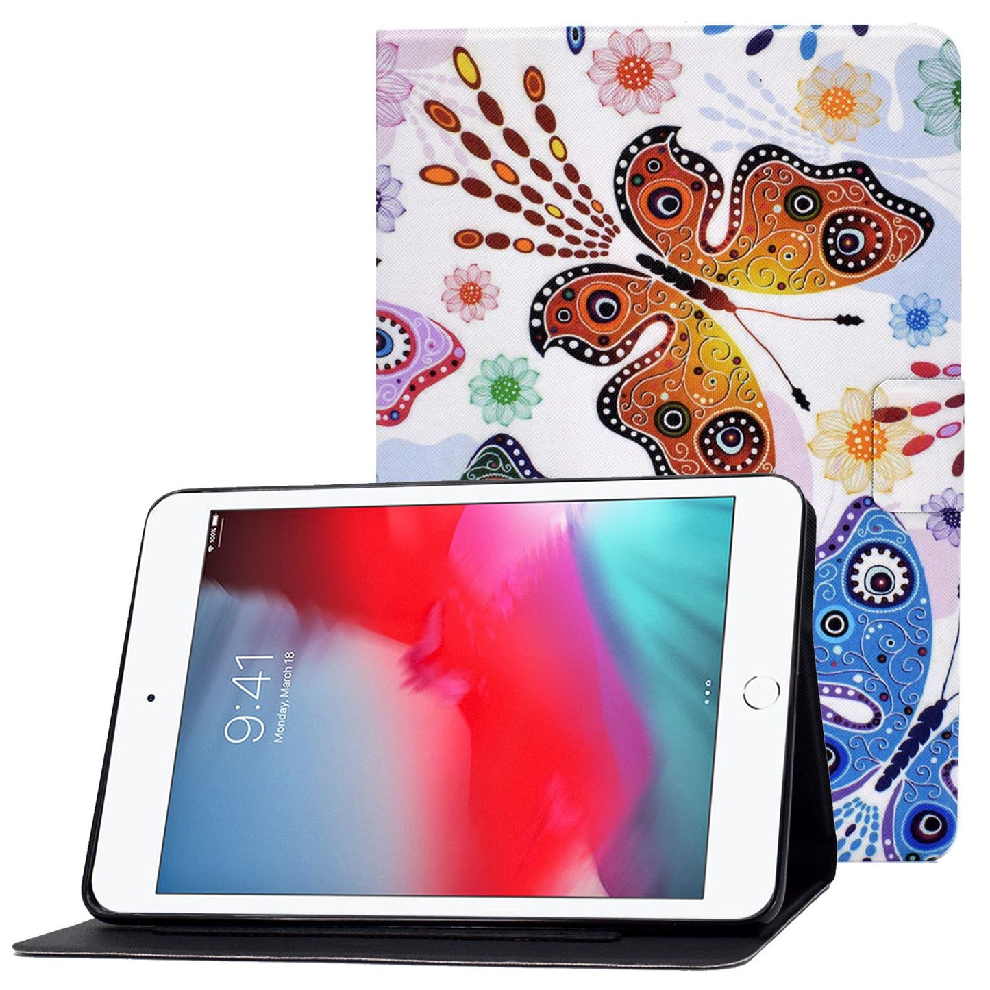 For iPad Mini 1 / 2 / 3 / 4 / mini (2019) 7.9 inch Pattern Printing Magnetic Flip Case PU Leather Folding Folio Stand Cover with Card Slots