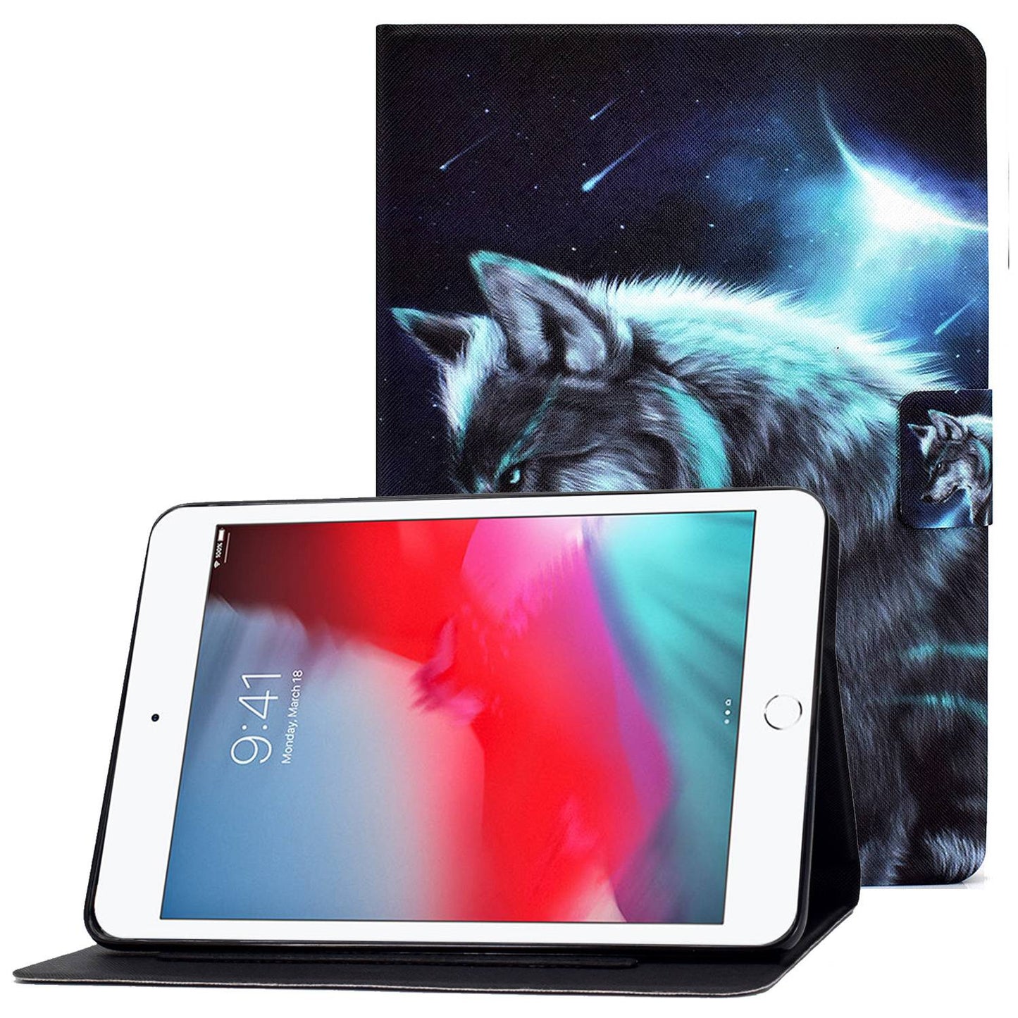For iPad Mini 1 / 2 / 3 / 4 / mini (2019) 7.9 inch Pattern Printing Magnetic Flip Case PU Leather Folding Folio Stand Cover with Card Slots