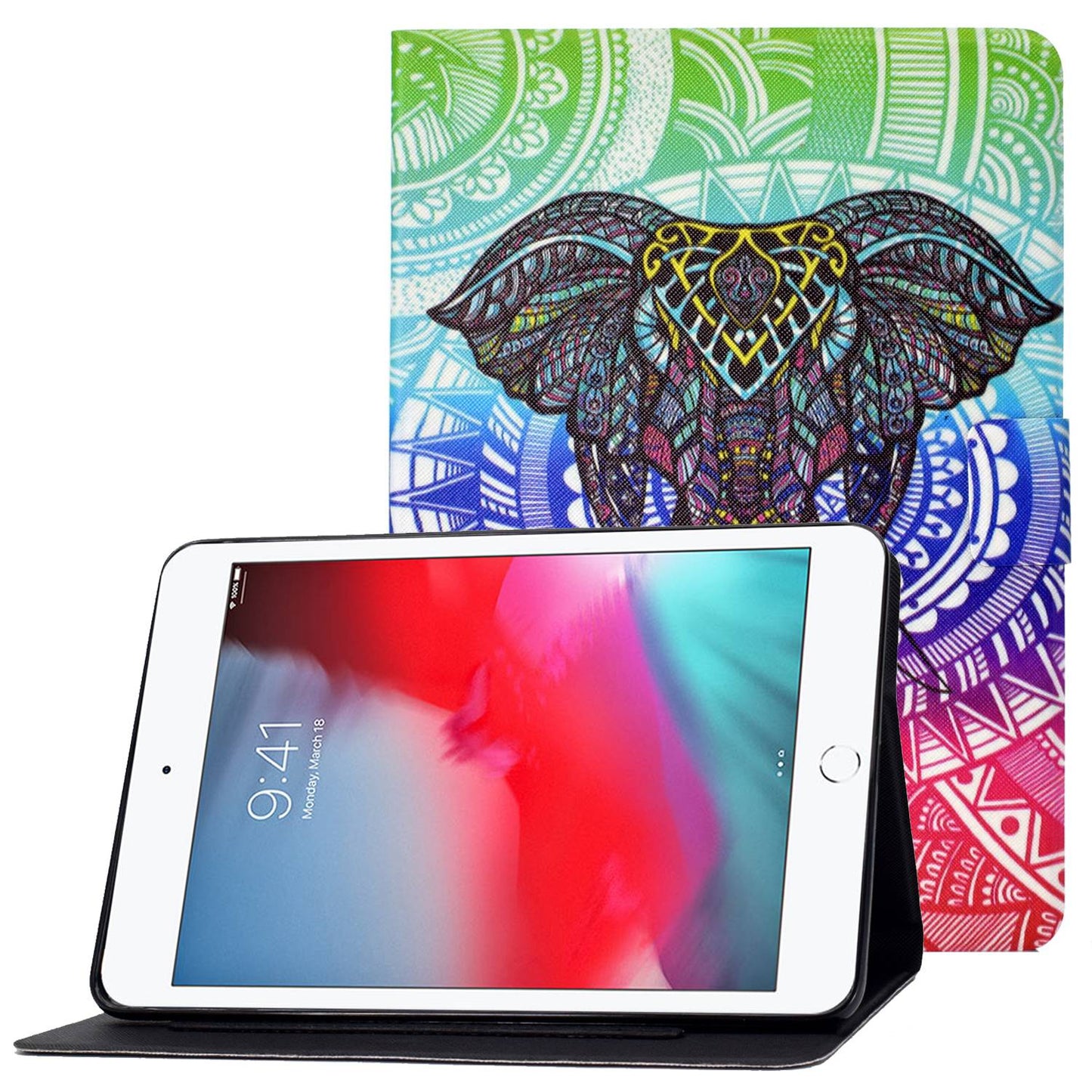 For iPad Mini 1 / 2 / 3 / 4 / mini (2019) 7.9 inch Pattern Printing Magnetic Flip Case PU Leather Folding Folio Stand Cover with Card Slots