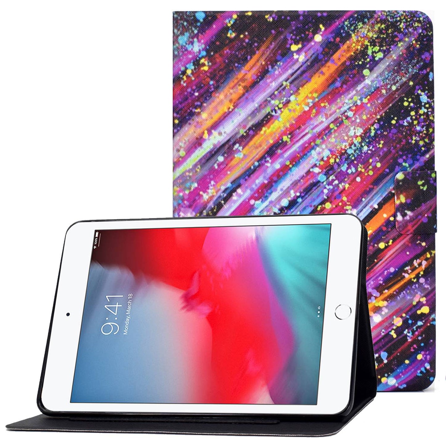 For iPad Mini 1 / 2 / 3 / 4 / mini (2019) 7.9 inch Pattern Printing Magnetic Flip Case PU Leather Folding Folio Stand Cover with Card Slots