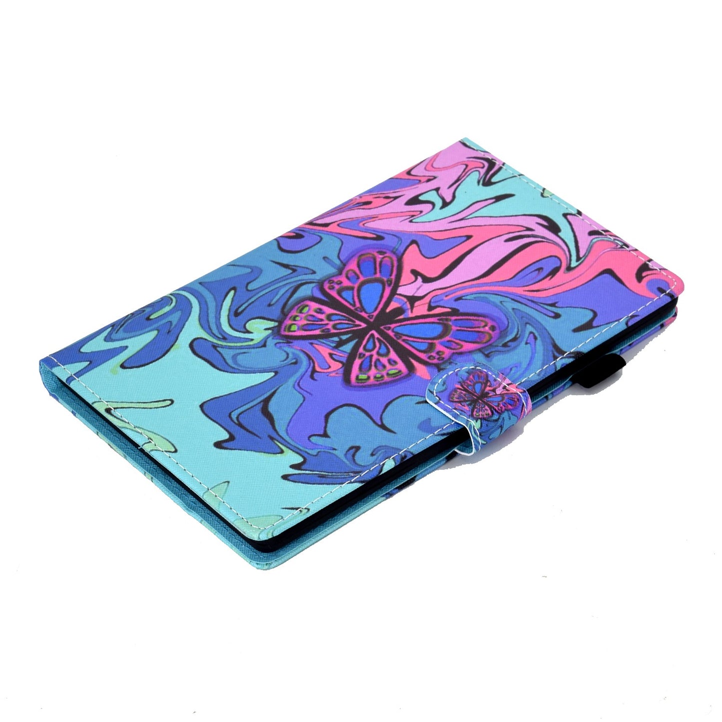 For Amazon Fire HD 8 (2016) / (2017) / (2018) Shockproof Cover Anti-Scratch Leather Case Stitched Pattern Printed Magnetic Closure Tablet Stand Case with Wallet / Card Slots
