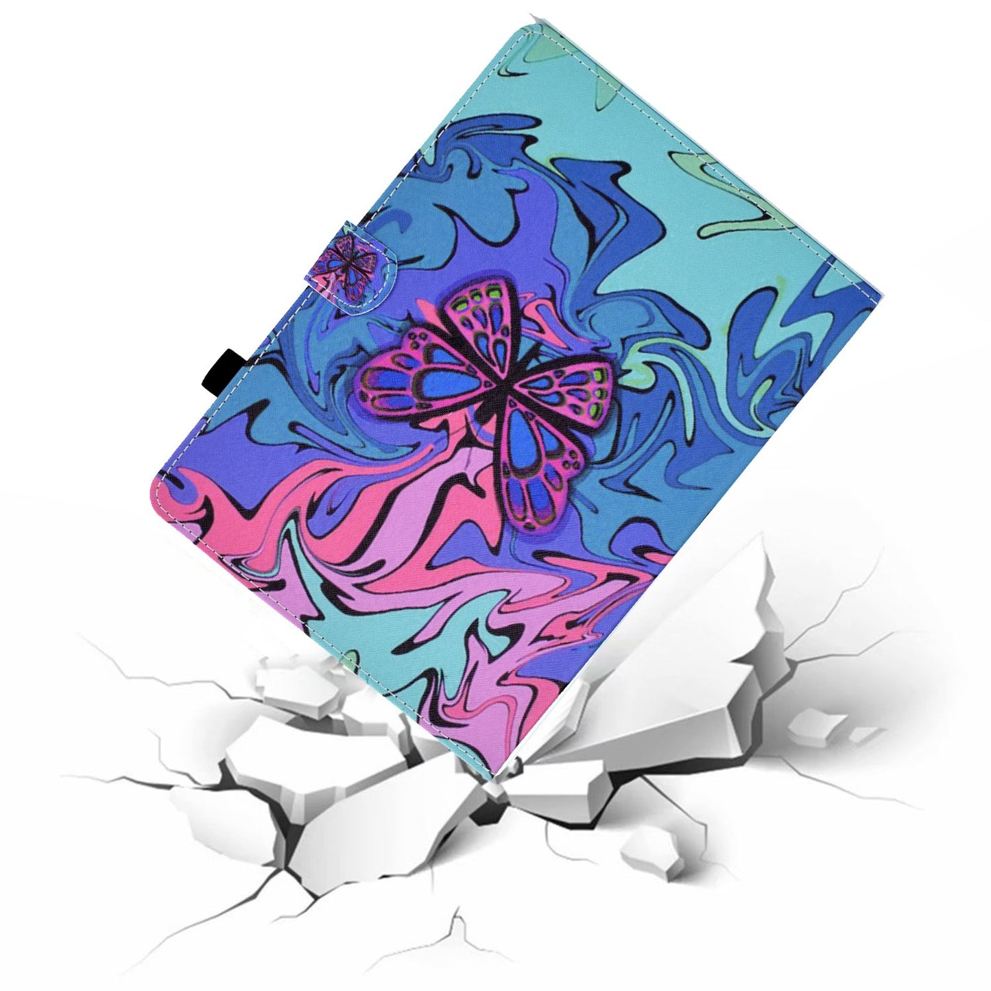For Amazon Fire HD 8 (2016) / (2017) / (2018) Shockproof Cover Anti-Scratch Leather Case Stitched Pattern Printed Magnetic Closure Tablet Stand Case with Wallet / Card Slots