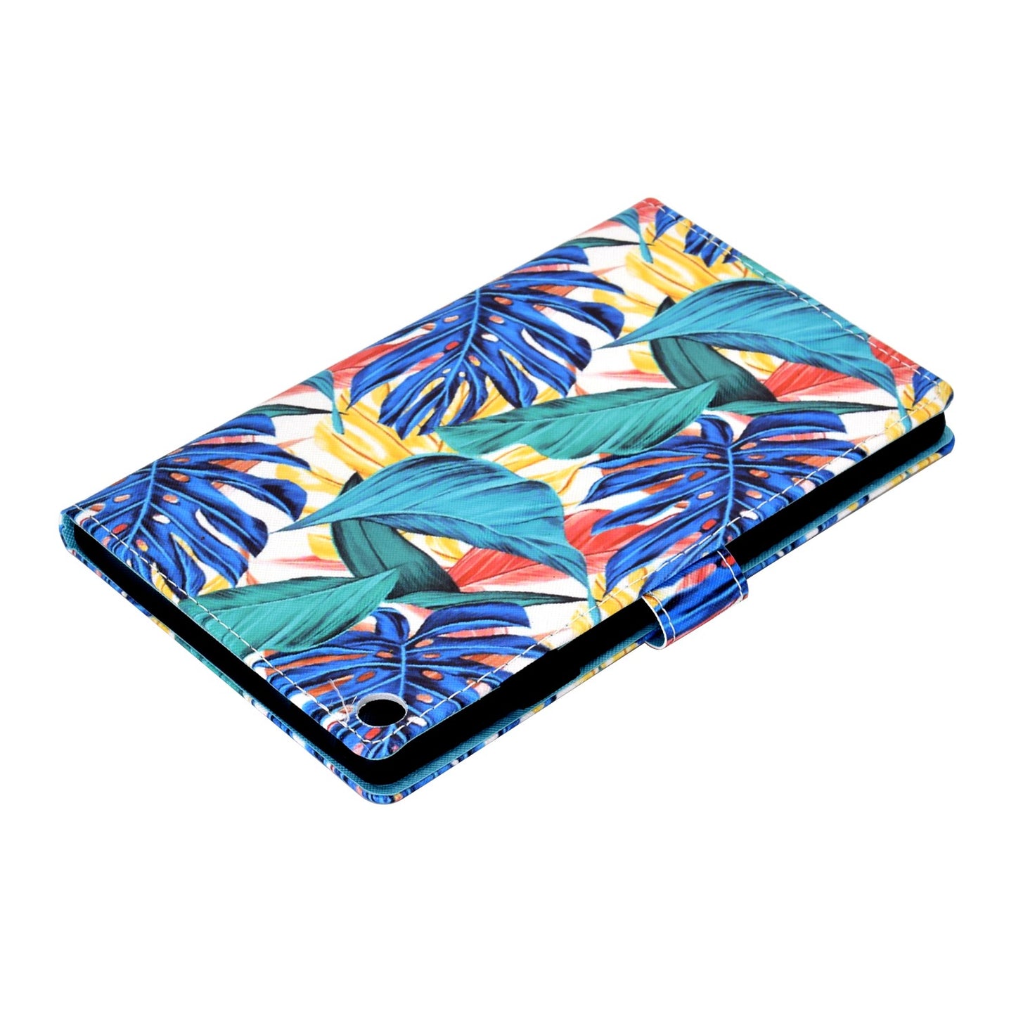 For Amazon Fire HD 8 (2016) / (2017) / (2018) Shockproof Cover Anti-Scratch Leather Case Stitched Pattern Printed Magnetic Closure Tablet Stand Case with Wallet / Card Slots