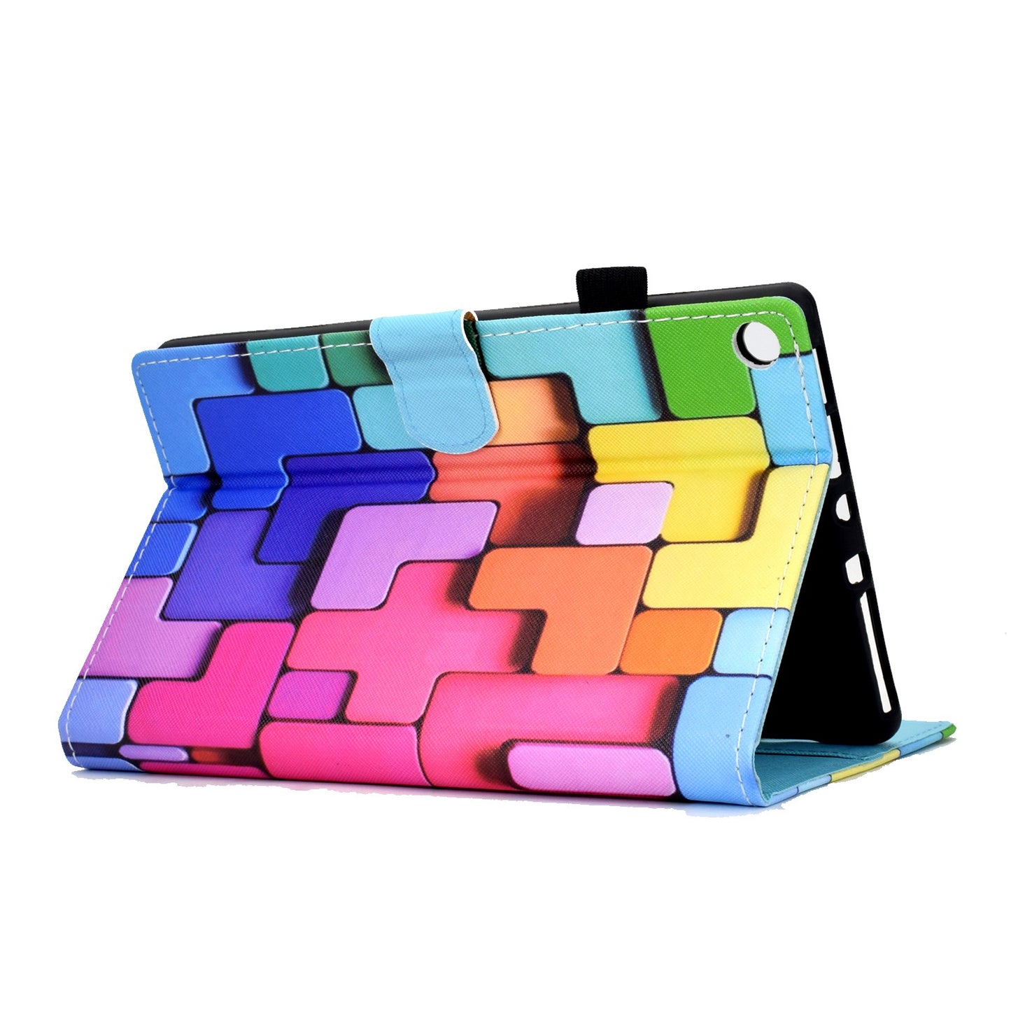 For Amazon Fire HD 8 (2016) / (2017) / (2018) Shockproof Cover Anti-Scratch Leather Case Stitched Pattern Printed Magnetic Closure Tablet Stand Case with Wallet / Card Slots