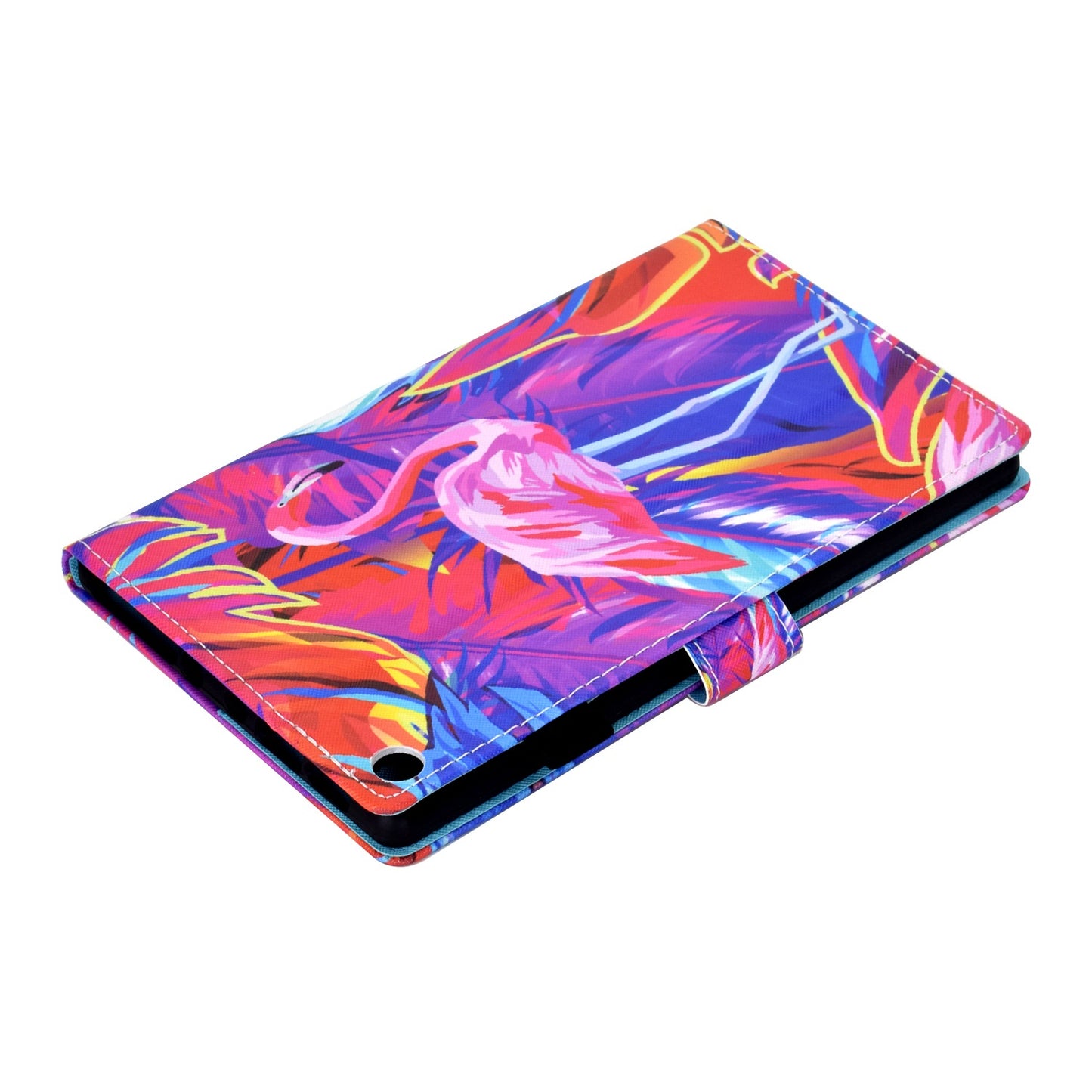 For Amazon Fire HD 8 (2016) / (2017) / (2018) Shockproof Cover Anti-Scratch Leather Case Stitched Pattern Printed Magnetic Closure Tablet Stand Case with Wallet / Card Slots