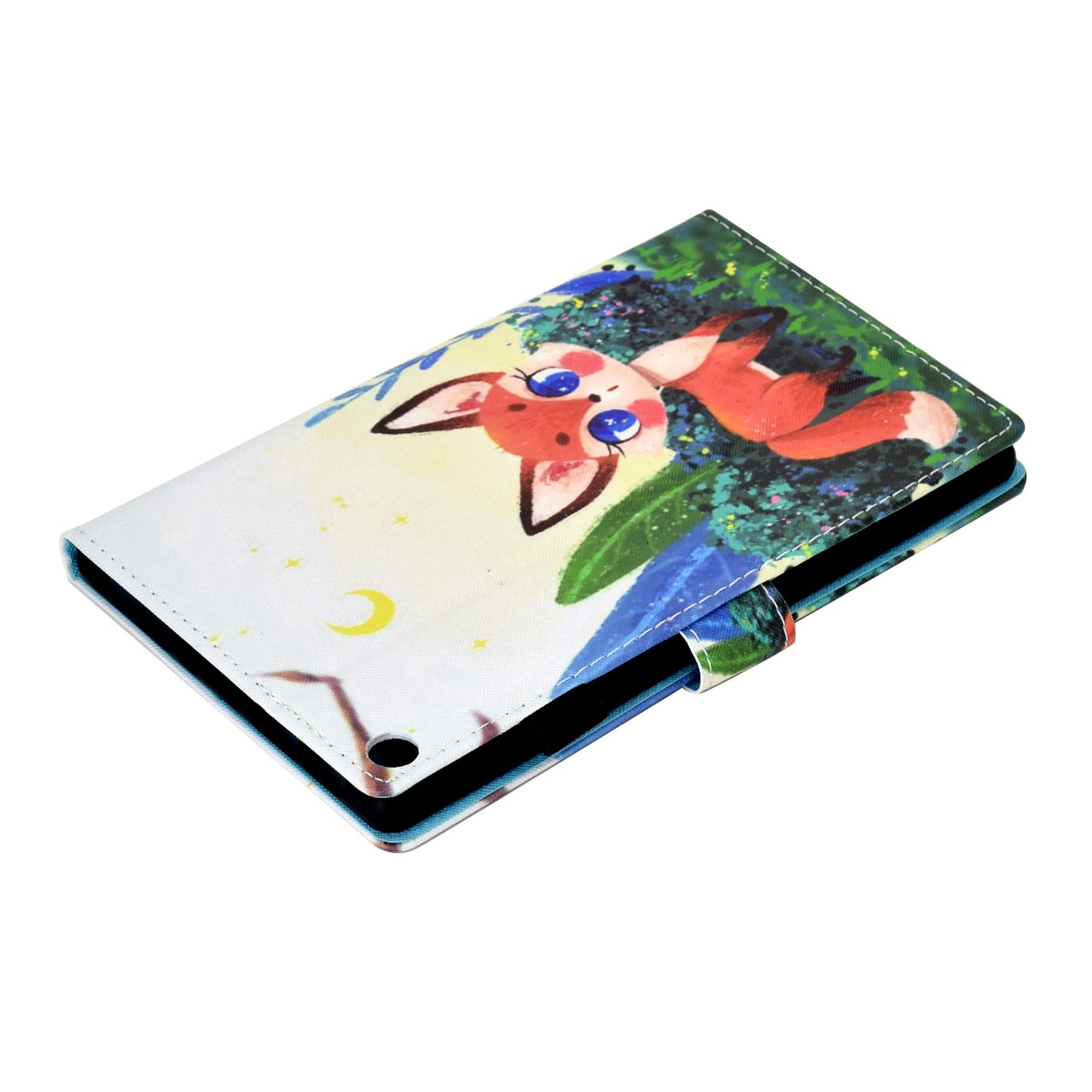 For Amazon Fire HD 8 (2016) / (2017) / (2018) Shockproof Cover Anti-Scratch Leather Case Stitched Pattern Printed Magnetic Closure Tablet Stand Case with Wallet / Card Slots
