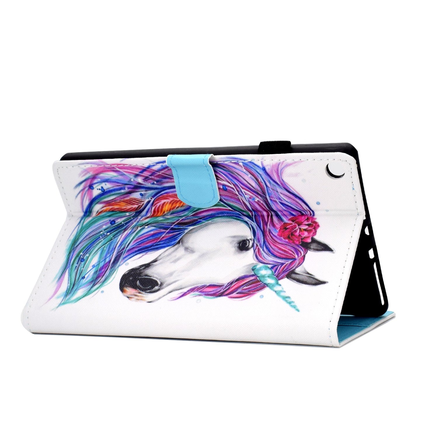 For Amazon Fire HD 8 (2016) / (2017) / (2018) Shockproof Cover Anti-Scratch Leather Case Stitched Pattern Printed Magnetic Closure Tablet Stand Case with Wallet / Card Slots