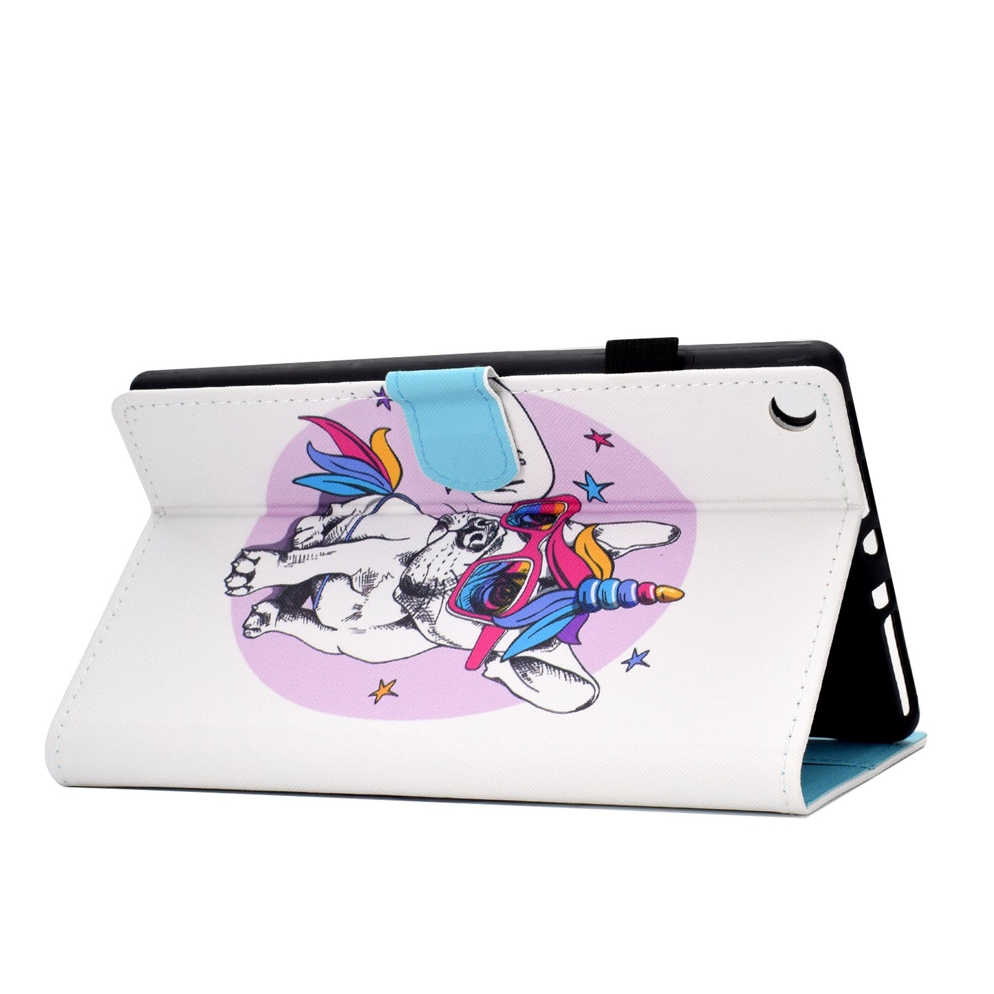 For Amazon Fire HD 8 (2016) / (2017) / (2018) Shockproof Cover Anti-Scratch Leather Case Stitched Pattern Printed Magnetic Closure Tablet Stand Case with Wallet / Card Slots