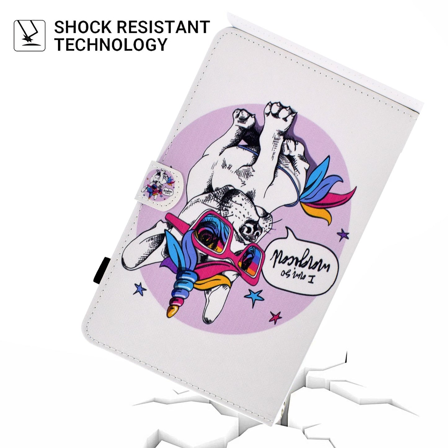 For Amazon Fire HD 8 (2016) / (2017) / (2018) Shockproof Cover Anti-Scratch Leather Case Stitched Pattern Printed Magnetic Closure Tablet Stand Case with Wallet / Card Slots