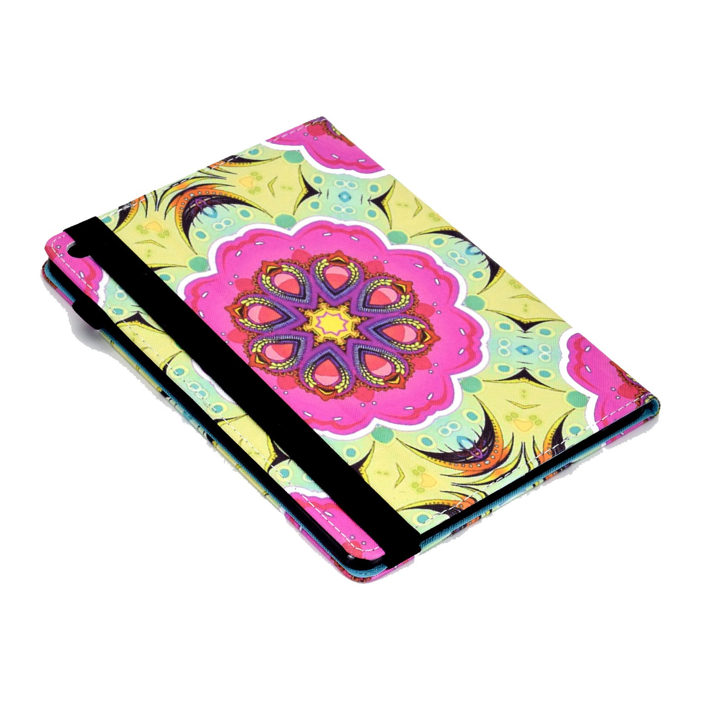 For iPad Air (2013) / Air 2 / iPad 9.7-inch (2017) / (2018) Stitching PU Leather Tablet Cover Pattern Printing Stand Card Holder Case with Elastic Band Closure
