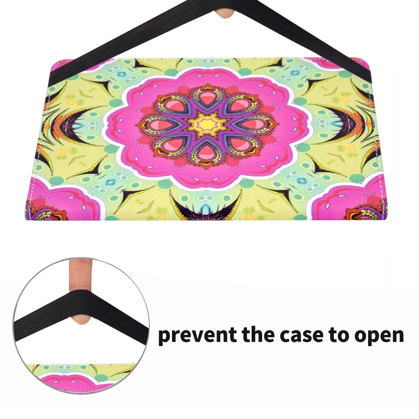 For iPad Air (2013) / Air 2 / iPad 9.7-inch (2017) / (2018) Stitching PU Leather Tablet Cover Pattern Printing Stand Card Holder Case with Elastic Band Closure