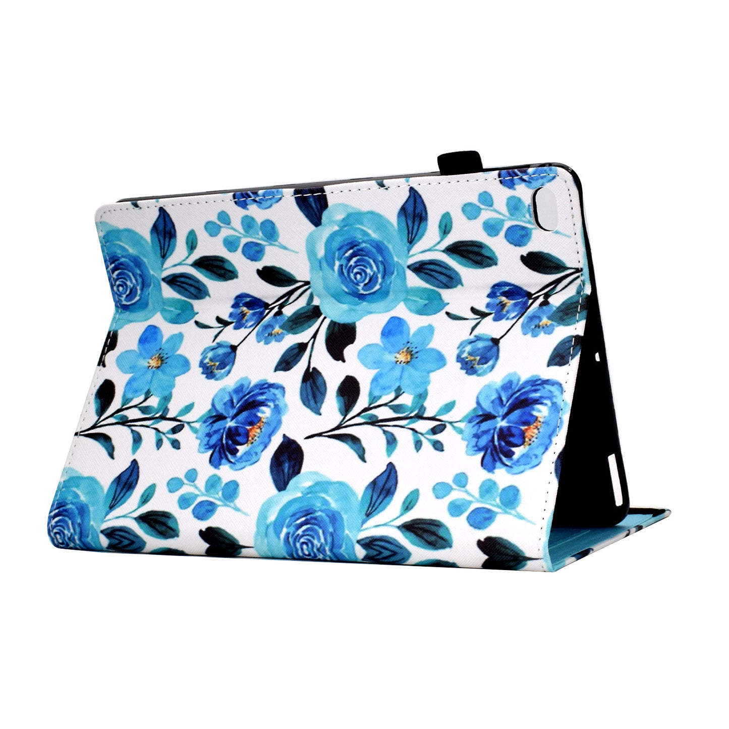For iPad Air (2013) / Air 2 / iPad 9.7-inch (2017) / (2018) Stitching PU Leather Tablet Cover Pattern Printing Stand Card Holder Case with Elastic Band Closure