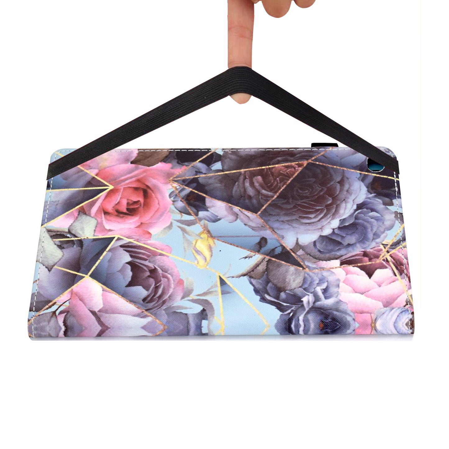 For iPad Air (2013) / Air 2 / iPad 9.7-inch (2017) / (2018) Stitching PU Leather Tablet Cover Pattern Printing Stand Card Holder Case with Elastic Band Closure