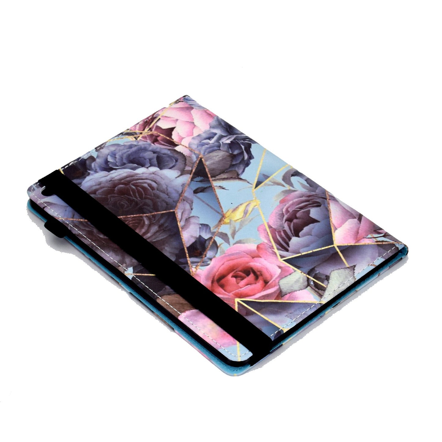For iPad Air (2013) / Air 2 / iPad 9.7-inch (2017) / (2018) Stitching PU Leather Tablet Cover Pattern Printing Stand Card Holder Case with Elastic Band Closure