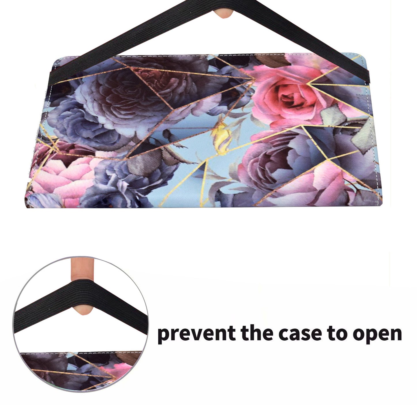 For iPad Air (2013) / Air 2 / iPad 9.7-inch (2017) / (2018) Stitching PU Leather Tablet Cover Pattern Printing Stand Card Holder Case with Elastic Band Closure