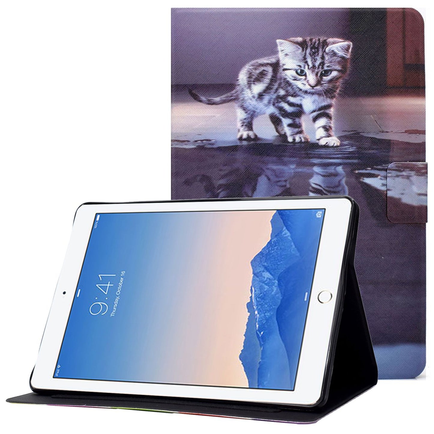 For iPad Air (2013) / Air 2 / iPad 9.7-inch (2017) / (2018) Pattern Printing Tablet Cover PU Leather Stand Card Slots Magnetic Clasp Case