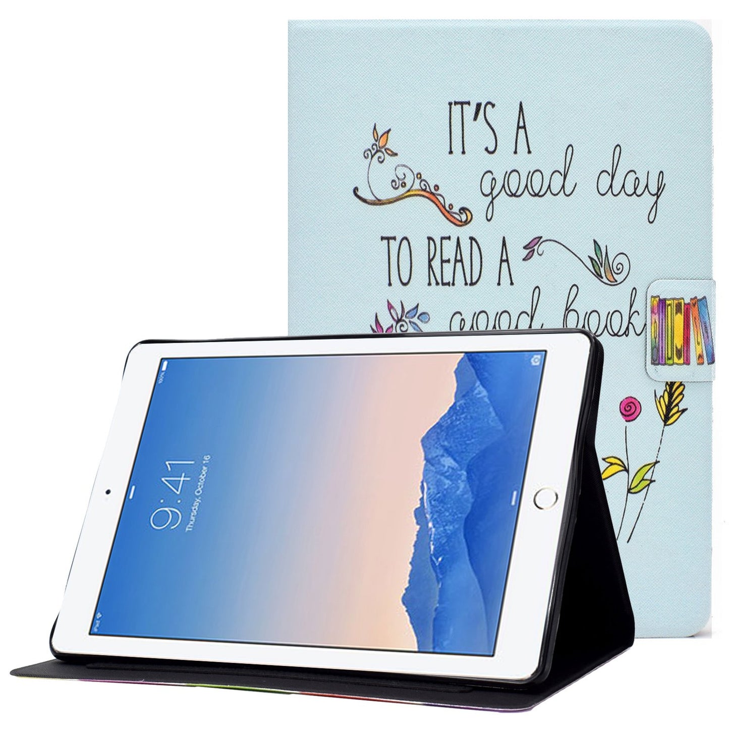 For iPad Air (2013) / Air 2 / iPad 9.7-inch (2017) / (2018) Pattern Printing Tablet Cover PU Leather Stand Card Slots Magnetic Clasp Case